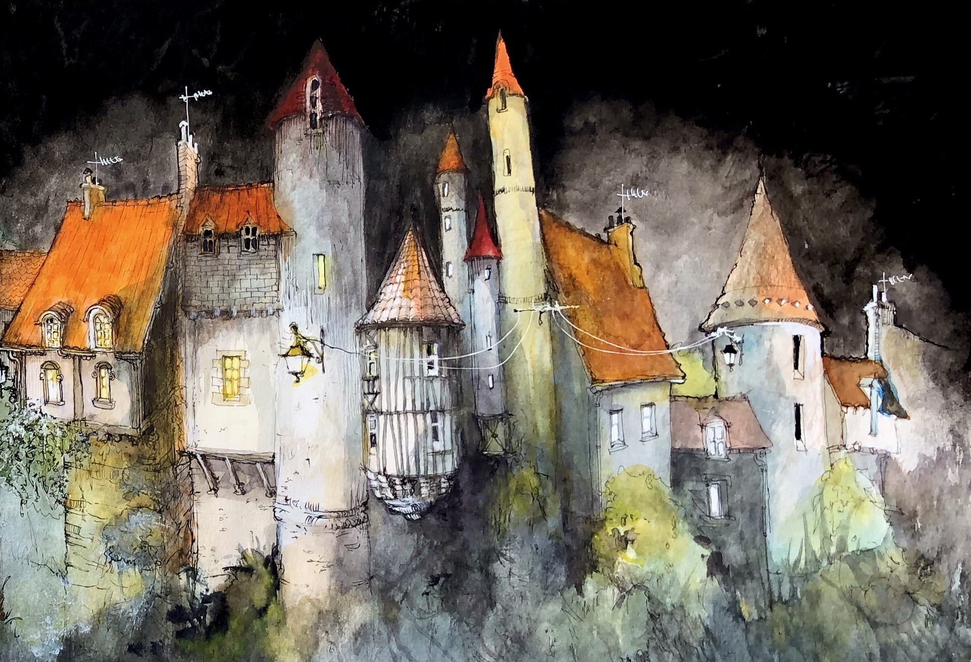town, cityscape, artwork, HD Wallpaper