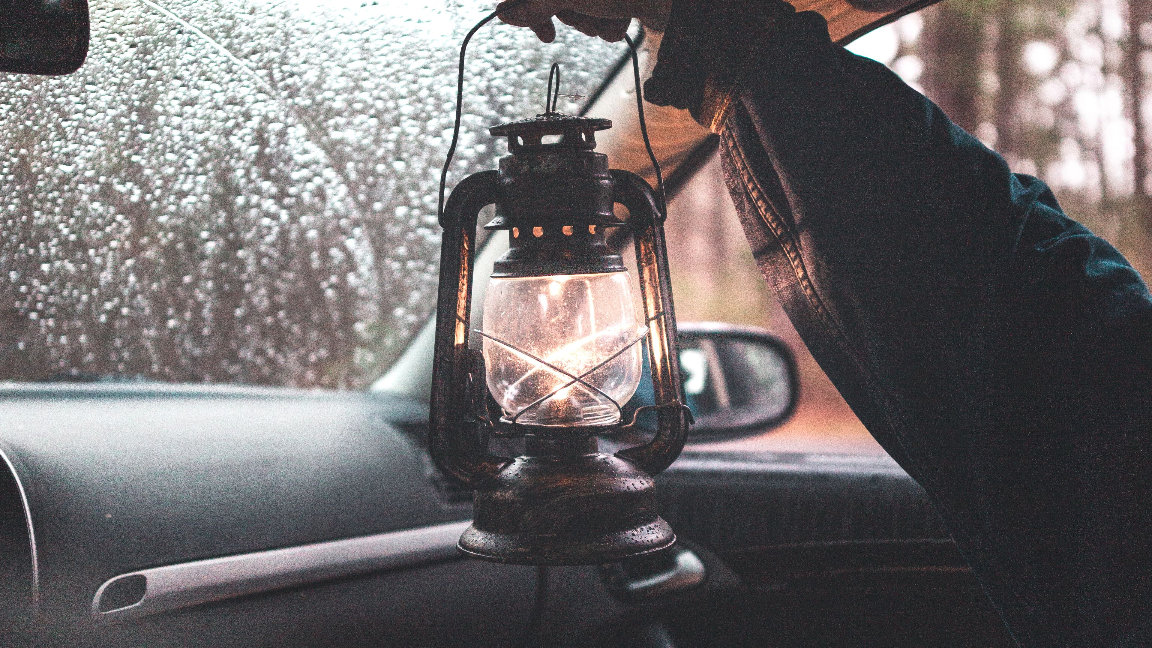 lantern, lamp, hand, car, journey, 4k, HD Wallpaper