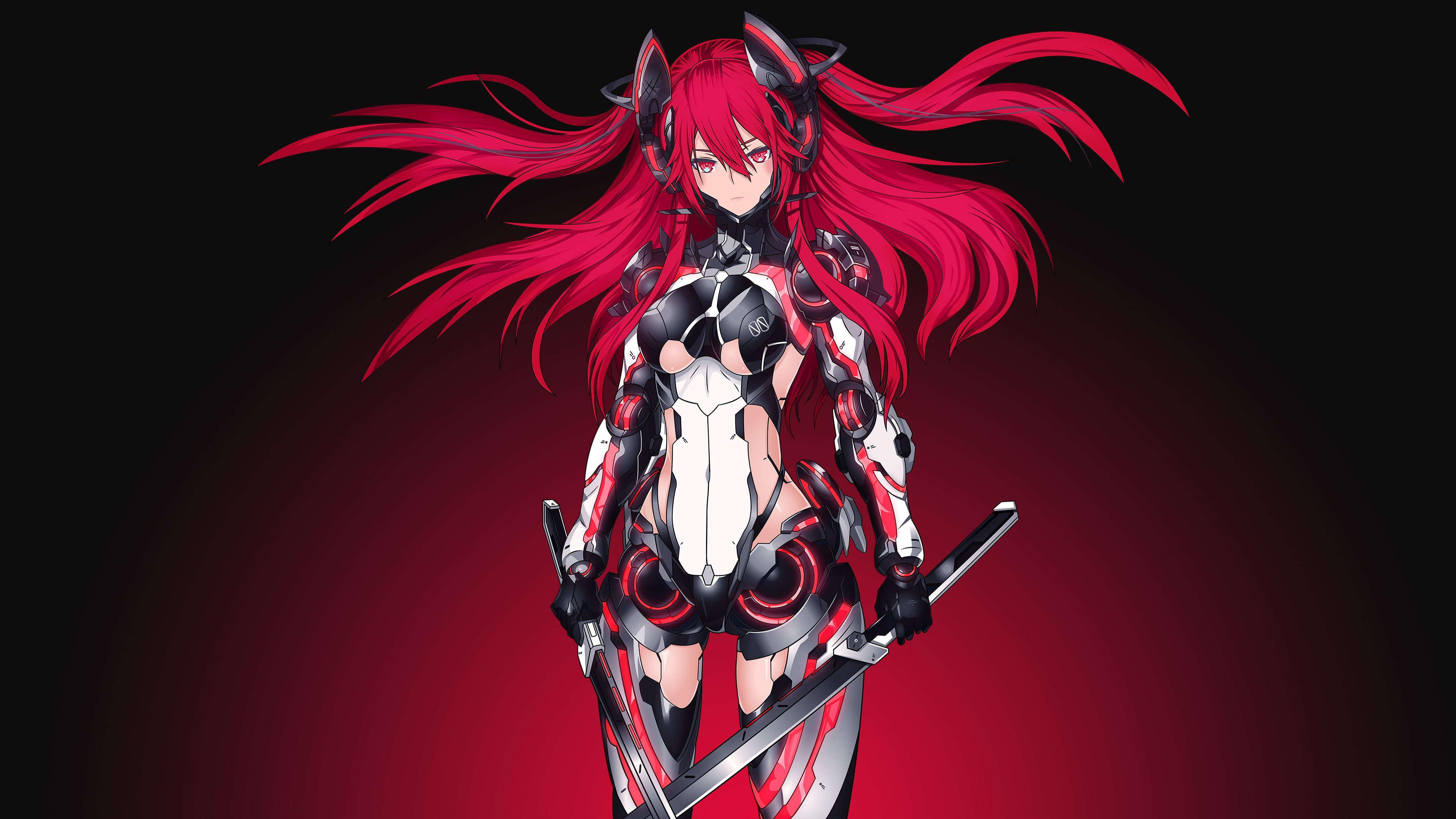 art gallery, anime, anime girls, redhead, long hair, HD Wallpaper