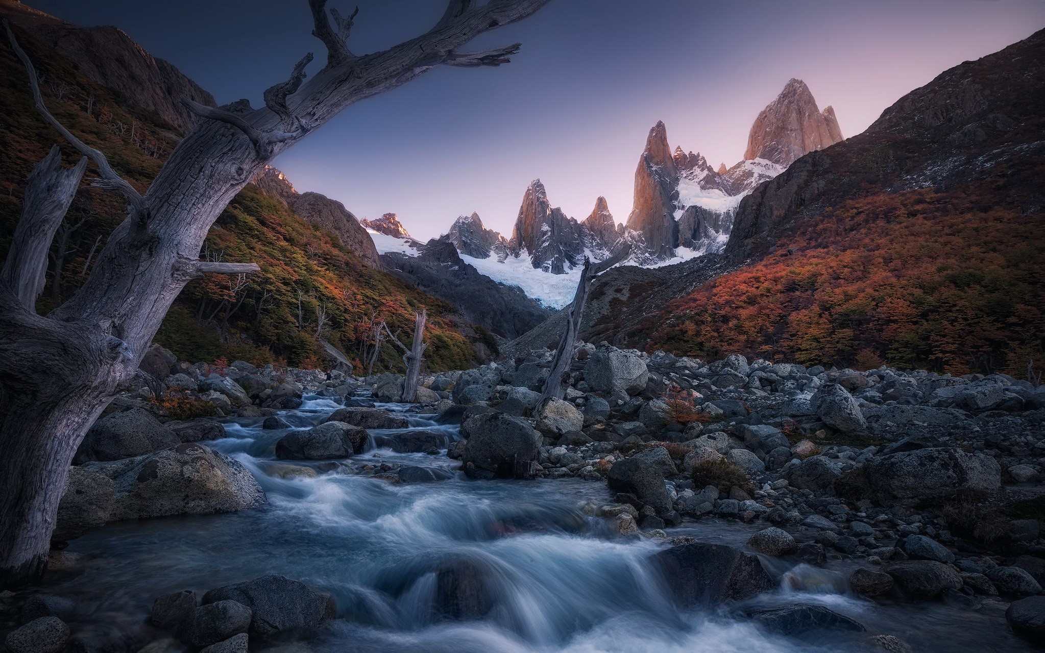 river, nature, landscape, mountains, Torres del Paine, HD Wallpaper