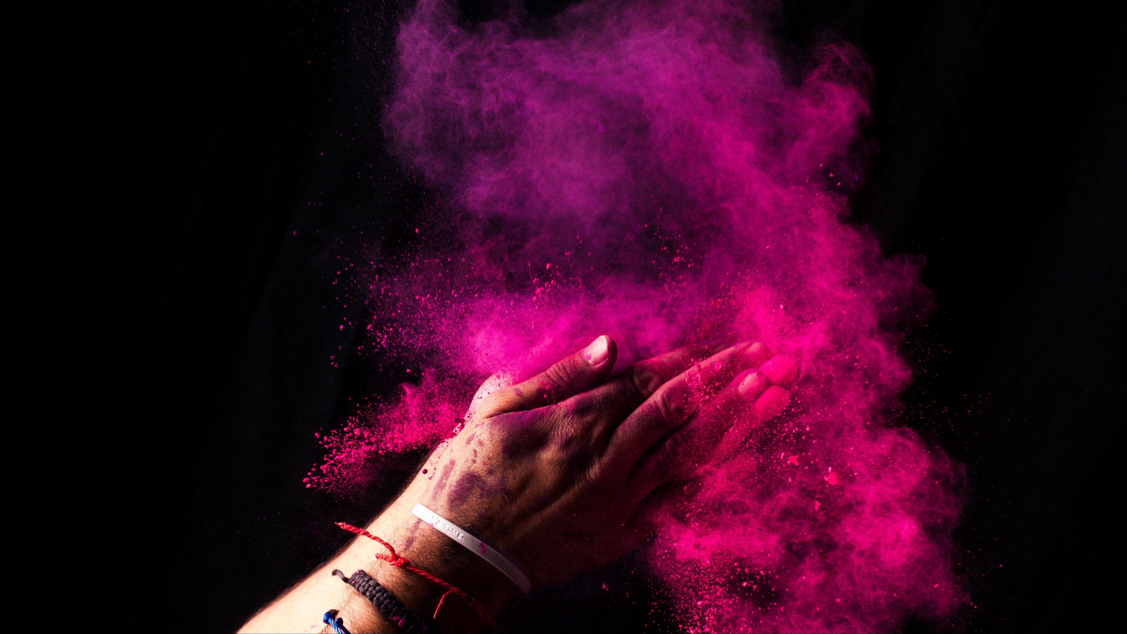 paint, holi, hands, colorful, 4k, HD Wallpaper