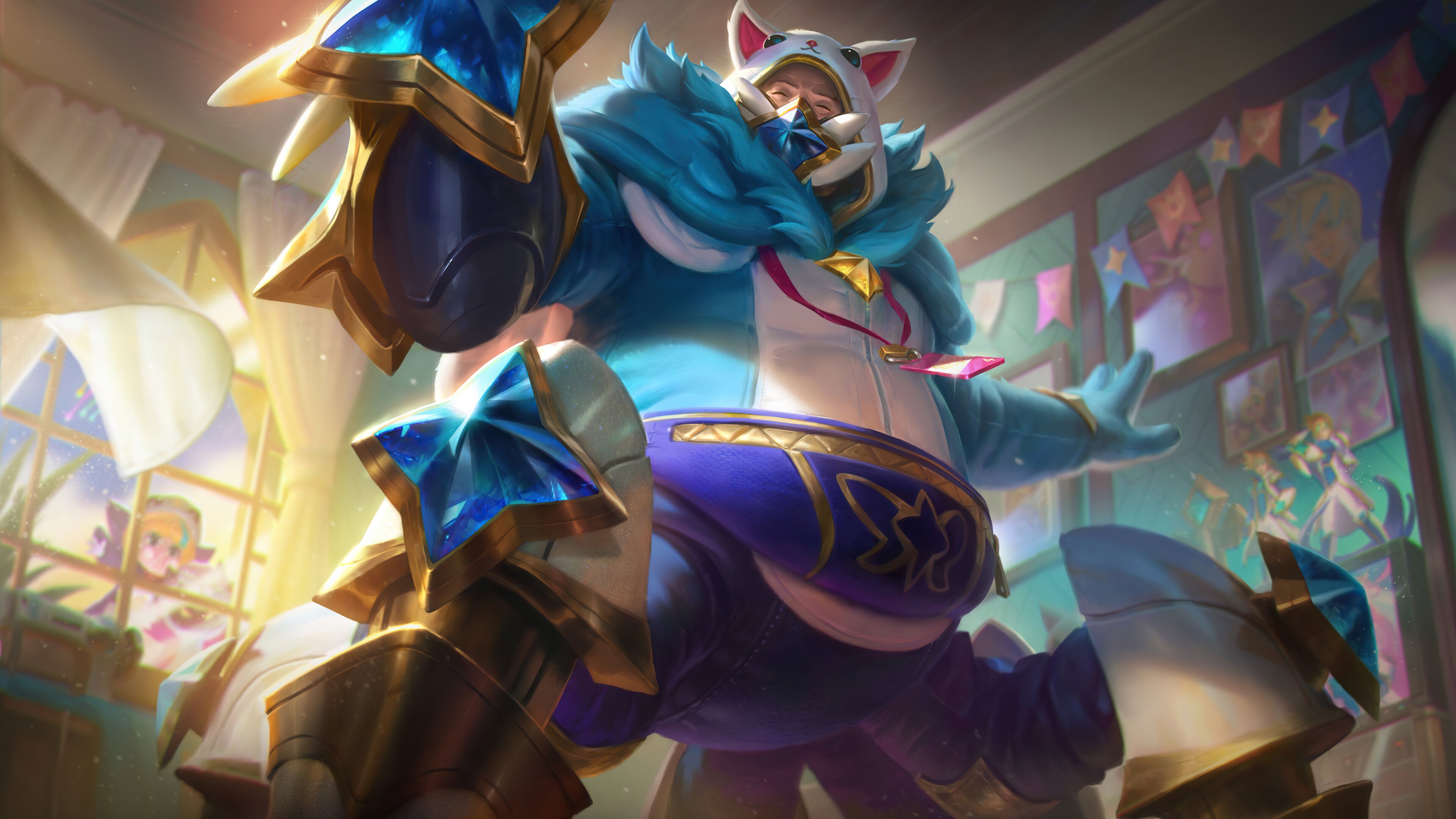 Urgot (League of Legends), League of Legends, Riot Games, pyjamas, cosplay, stars, Kawai Miki, teddy bears, HD Wallpaper