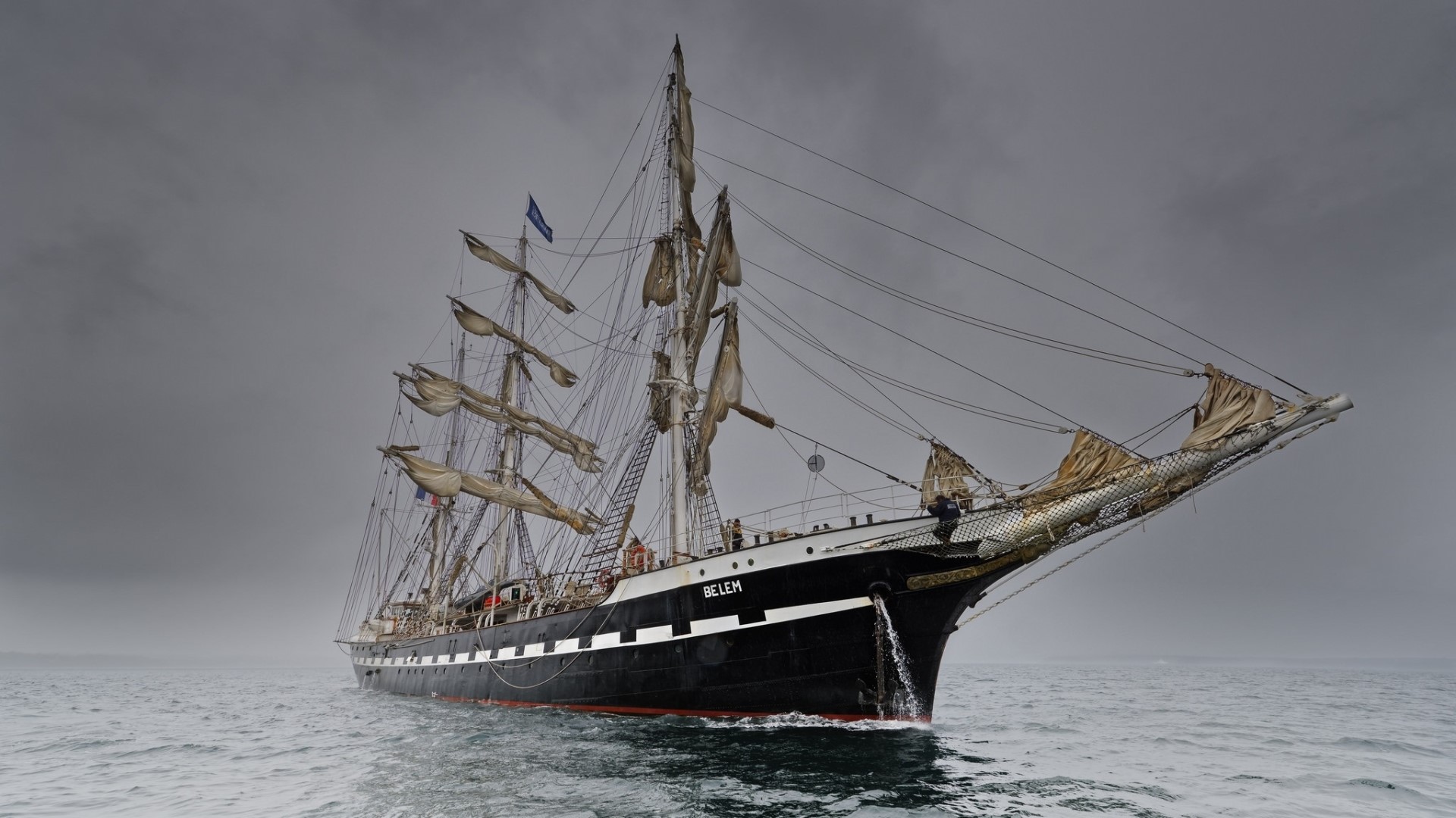 ship, sailing ship, sea, mist, water, HD Wallpaper