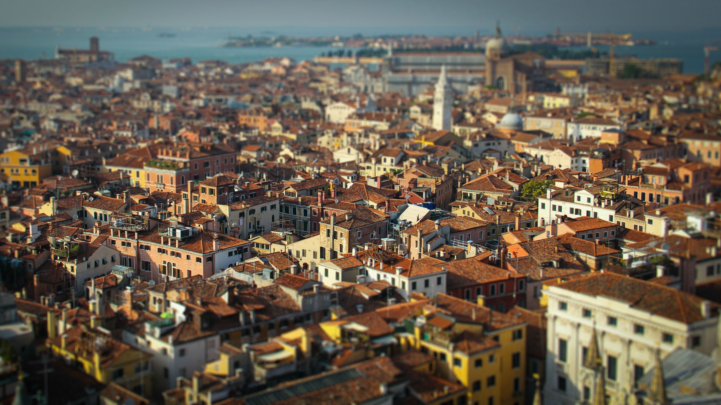 cityscape, rooftops, tilt shift, Venice, Italy, old building, miniature effect, HD Wallpaper