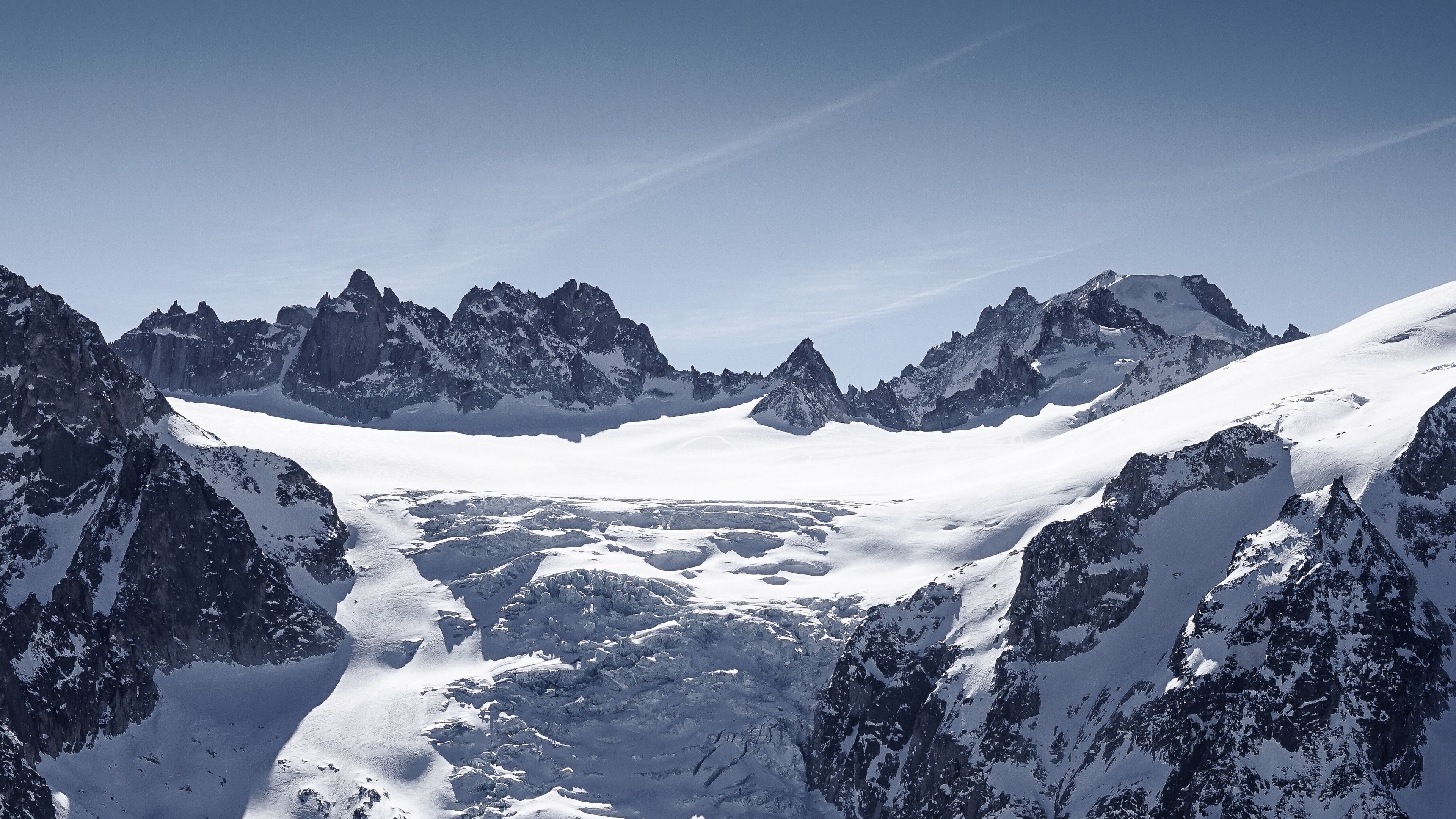 mountain, snow, slope, rocks, mont blanc, switzerland, 4k, HD Wallpaper