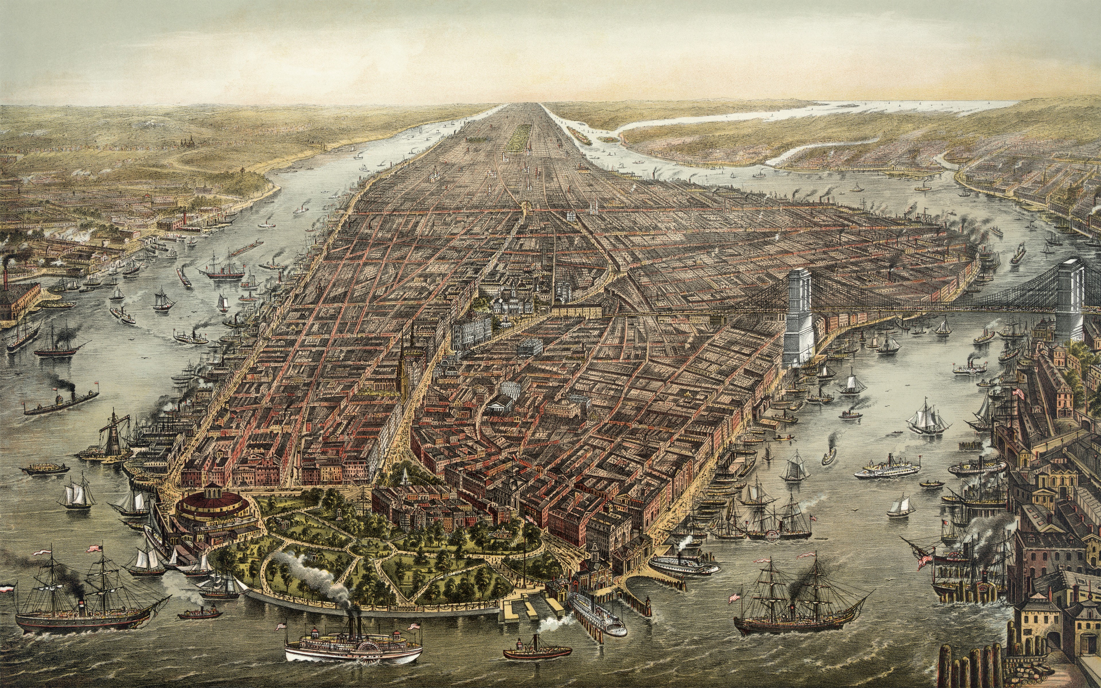 Manhattan, New York City, map, historic, HD Wallpaper