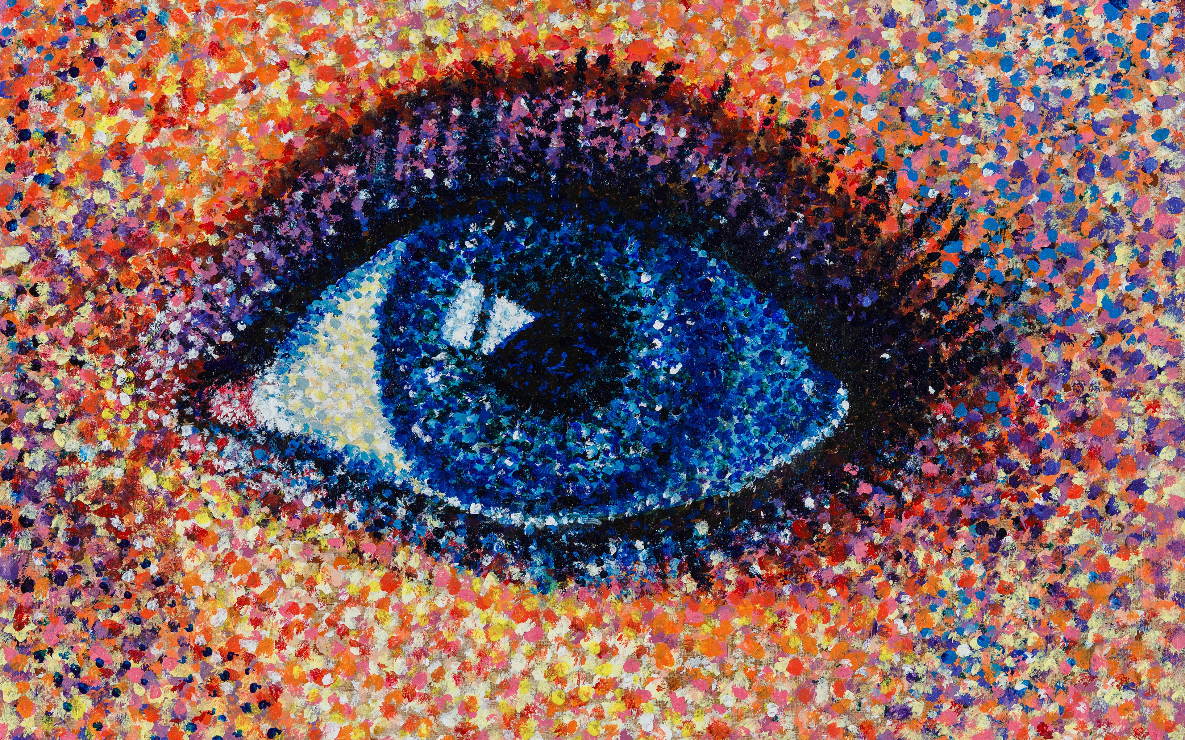 eyes, blue eyes, mosaic, colorful, HD Wallpaper