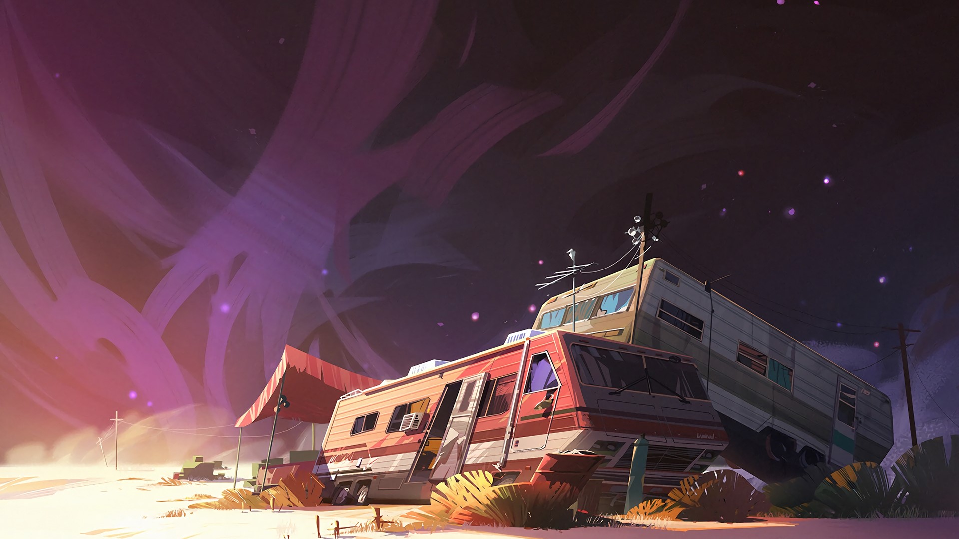 digital art, stars, mobile home, HD Wallpaper