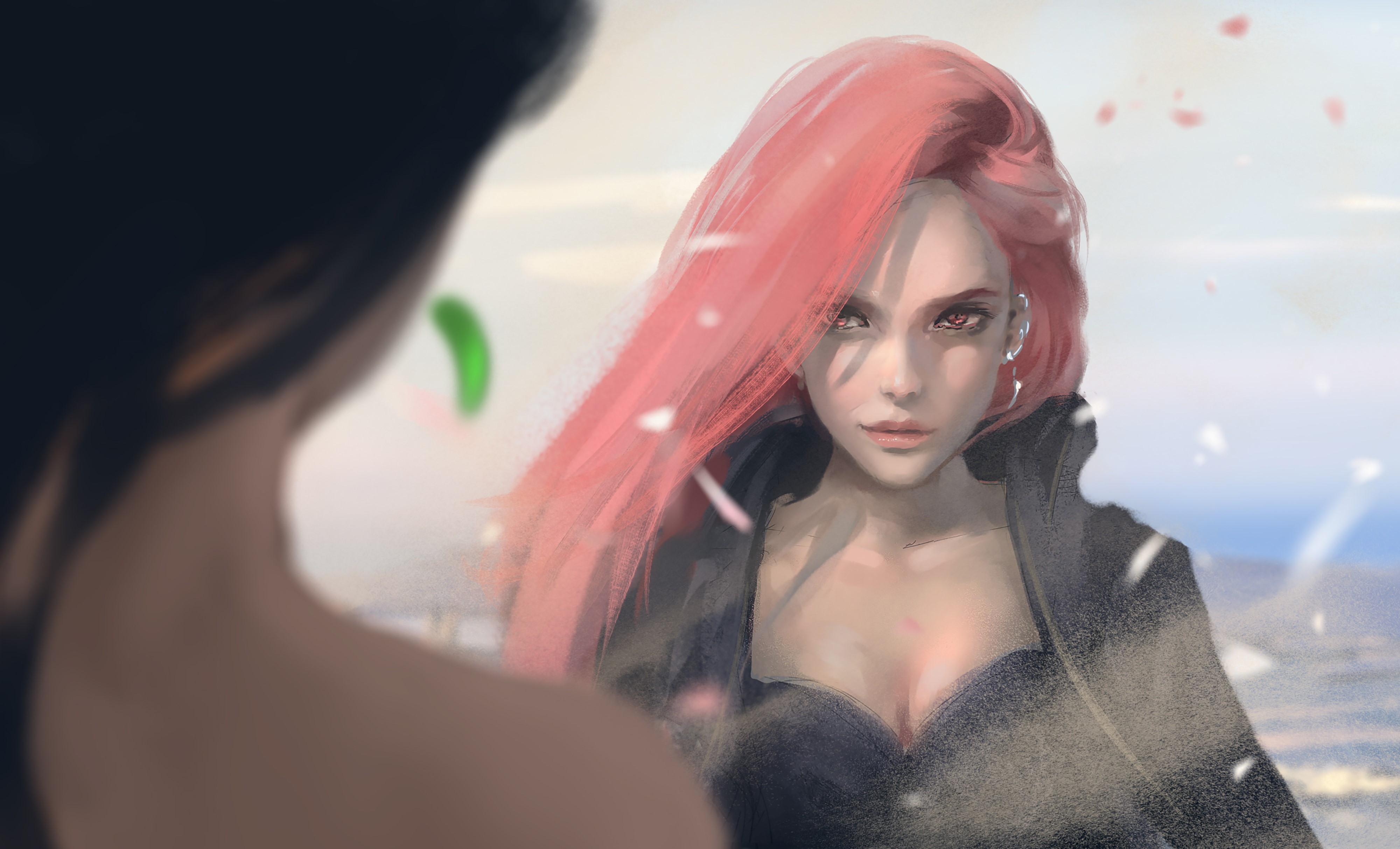 WLOP, redhead, Duel, HD Wallpaper