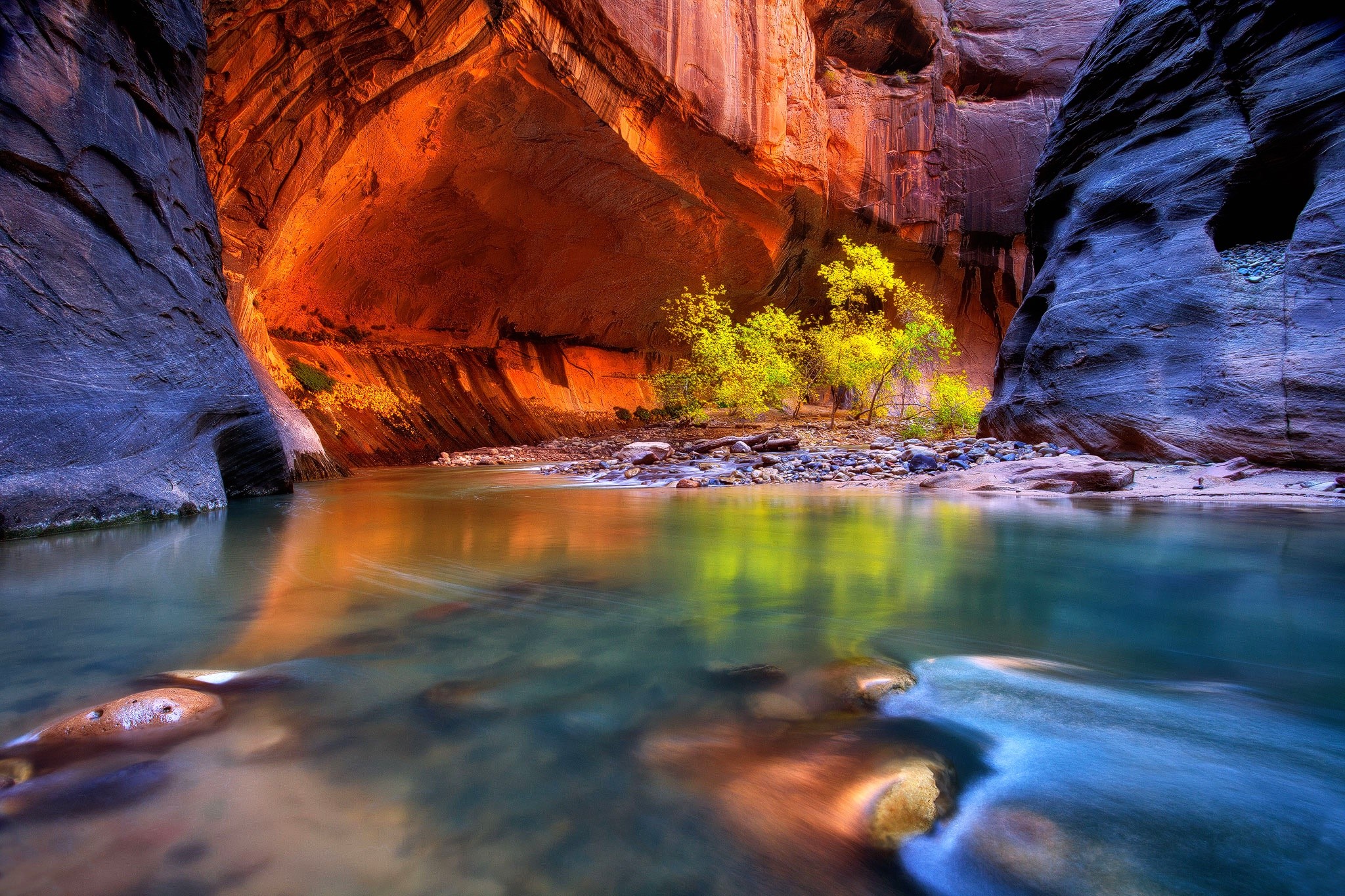 colorful, water, nature, rock, HD Wallpaper