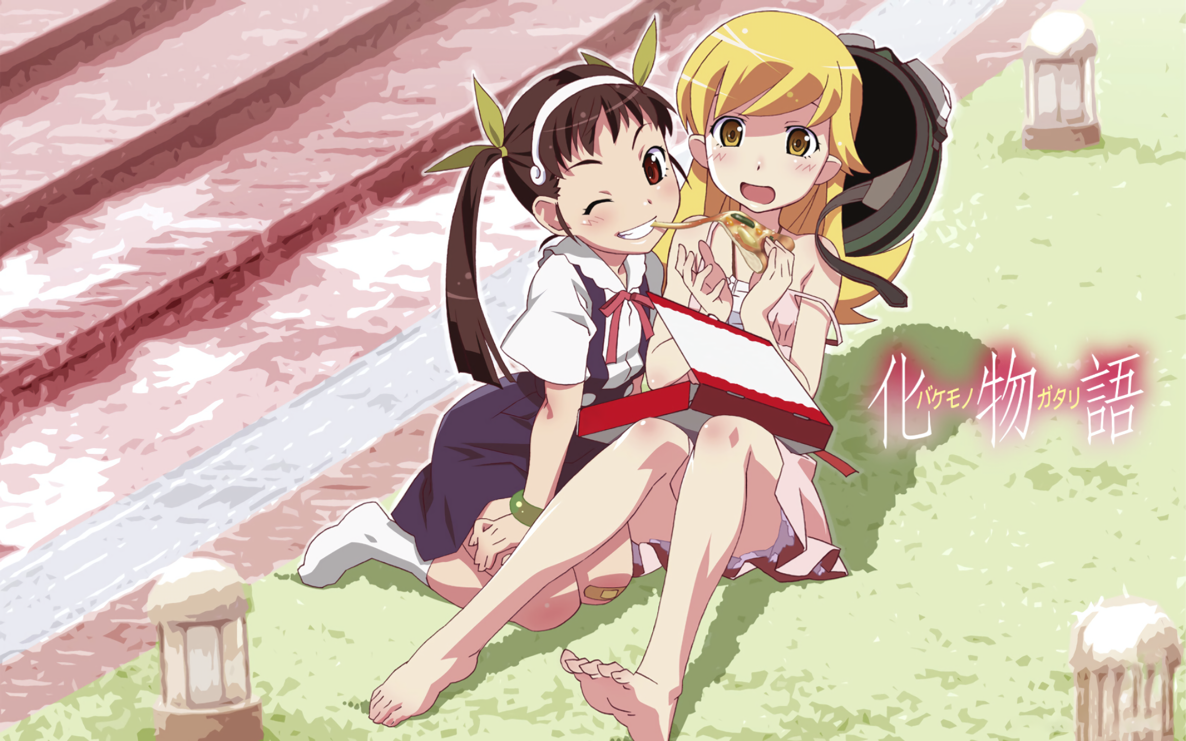 anime, anime girls, Monogatari Series, Oshino Shinobu, Hachikuji Mayoi, artwork, loli, HD Wallpaper
