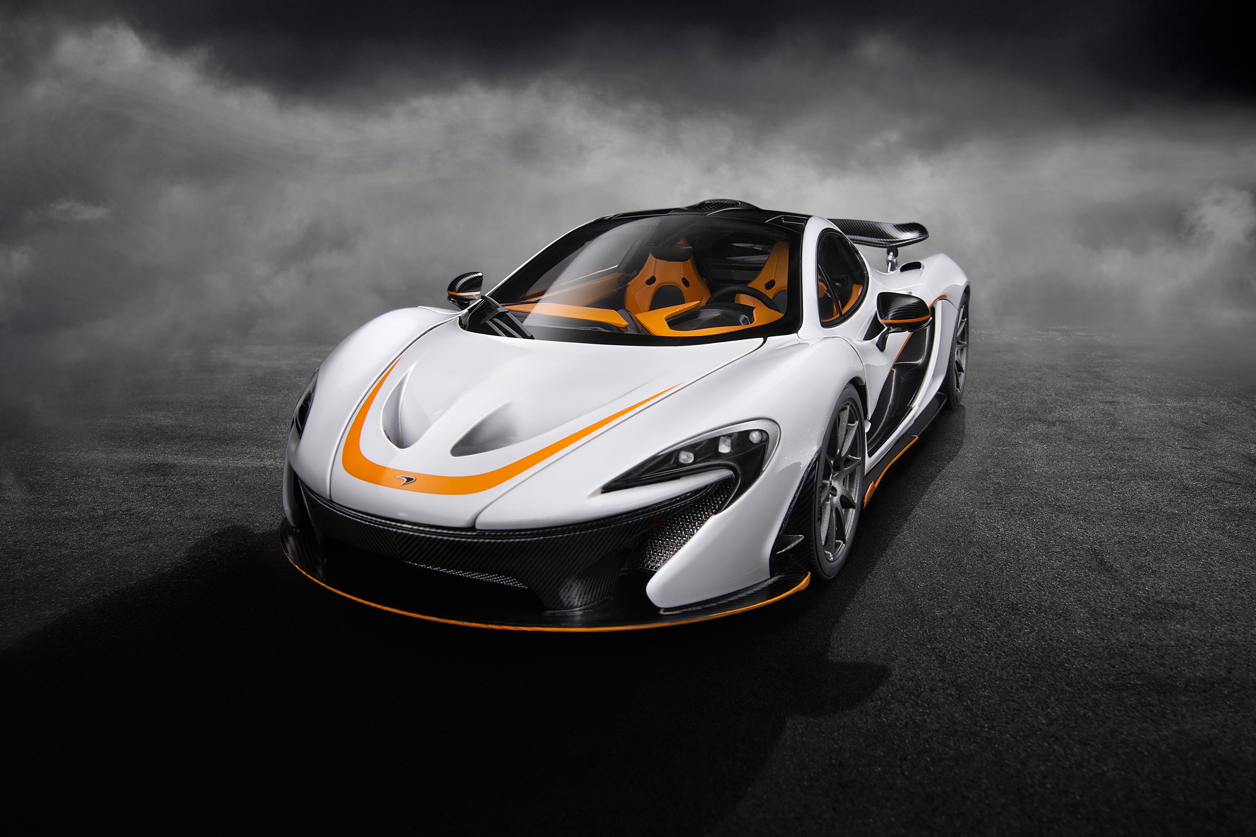 car, McLaren P1, McLaren, front angle view, smoke, smoke background, HD Wallpaper