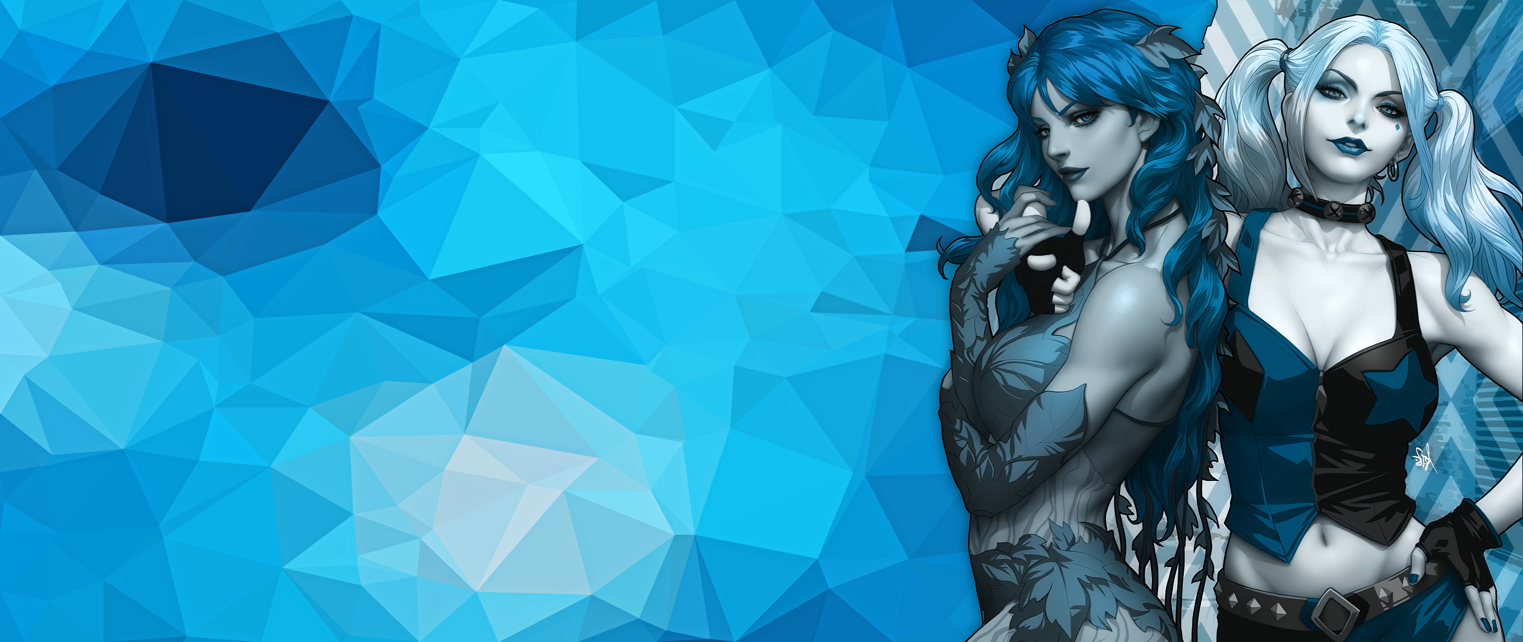 Harley Quinn, Poison Ivy, ultrawide, ultra-wide, women, blue, HD Wallpaper