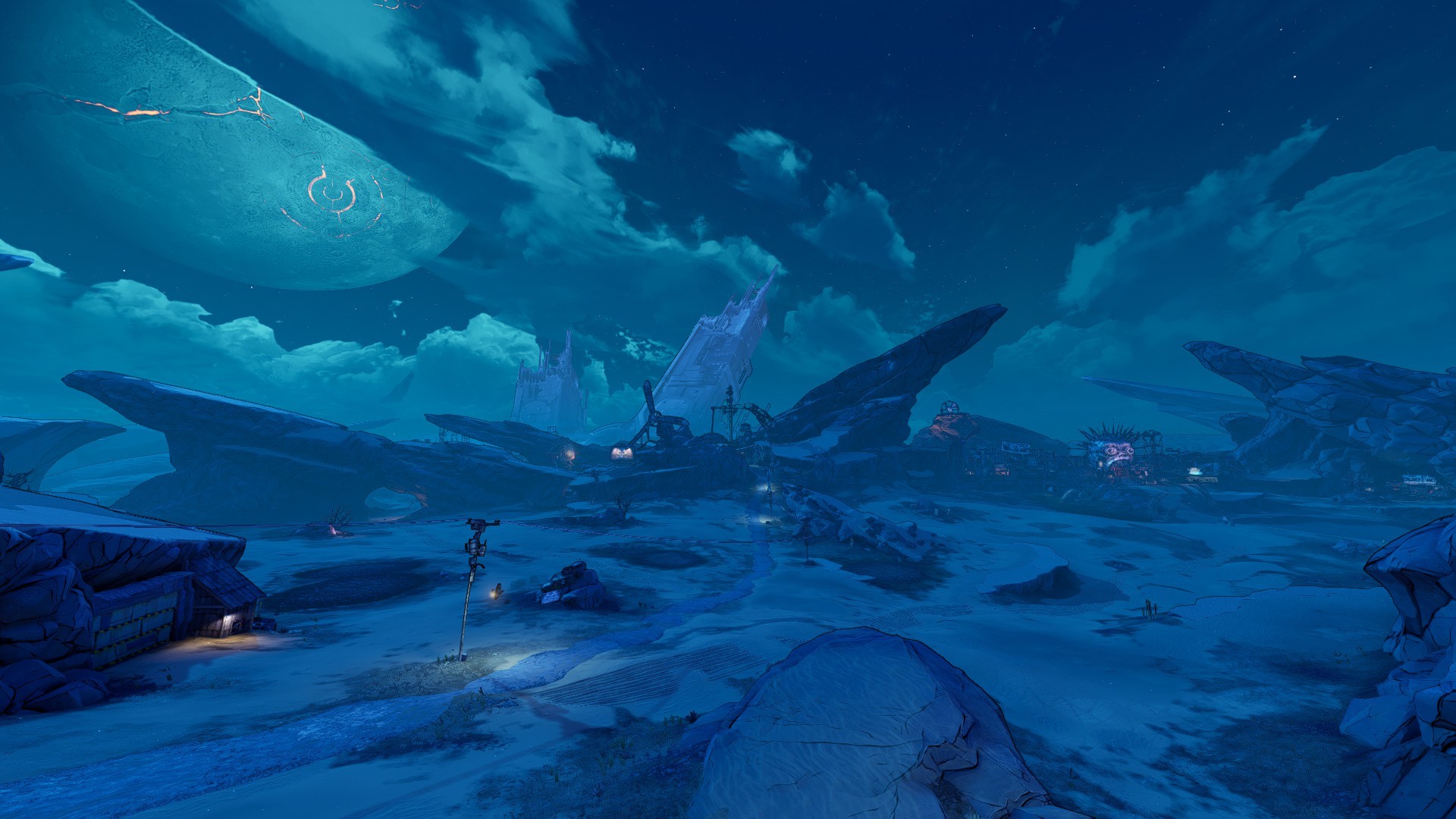 Borderlands, Borderlands 3, screen shot, night, video game art, lights, HD Wallpaper