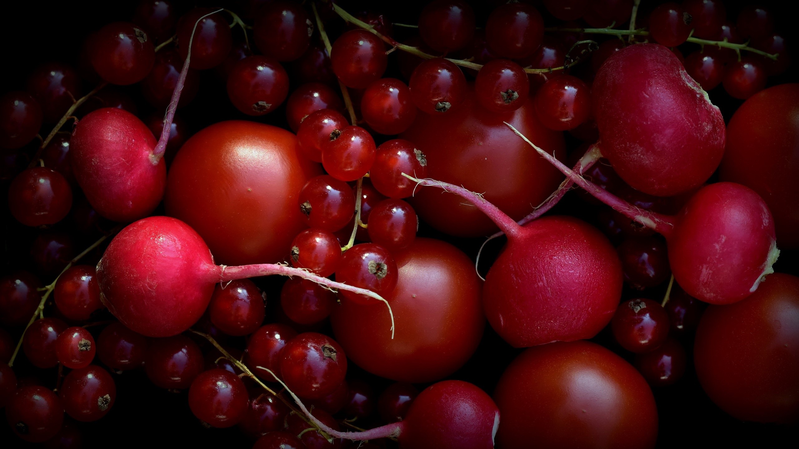 red, food, fruit, vegetables, radish, tomatoes, red currant, HD Wallpaper