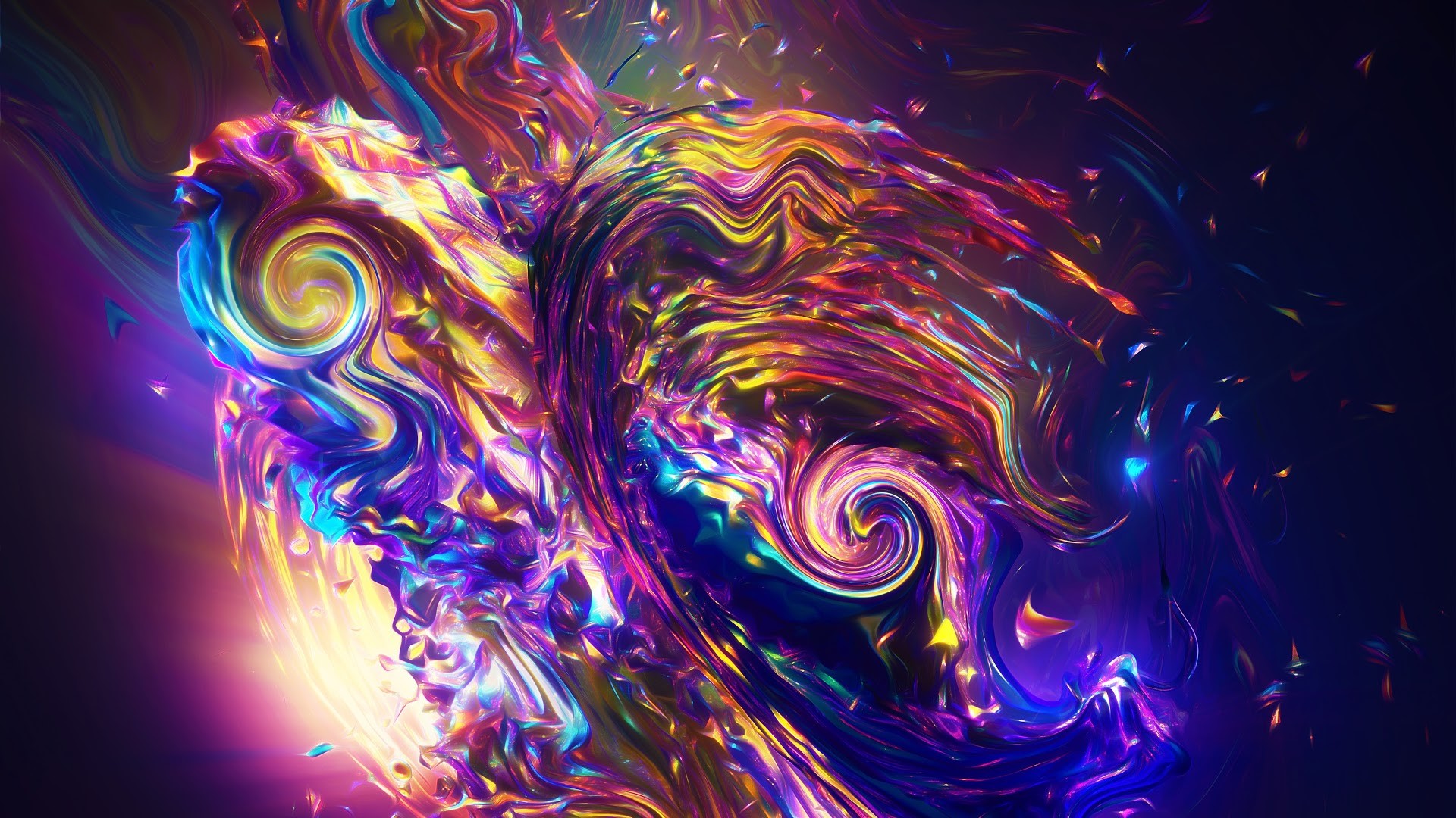 abstract, colorful, waveforms, glowing, HD Wallpaper