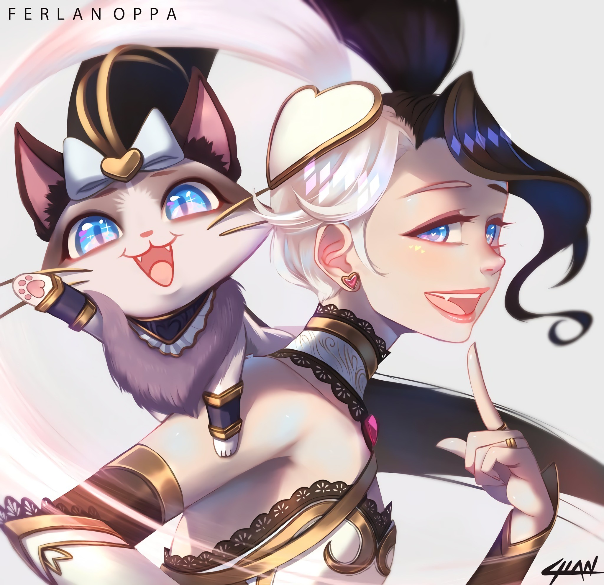 League of Legends, Jinx, Jinx (League of Legends), yuumi (league of legends), blue eyes, HD Wallpaper