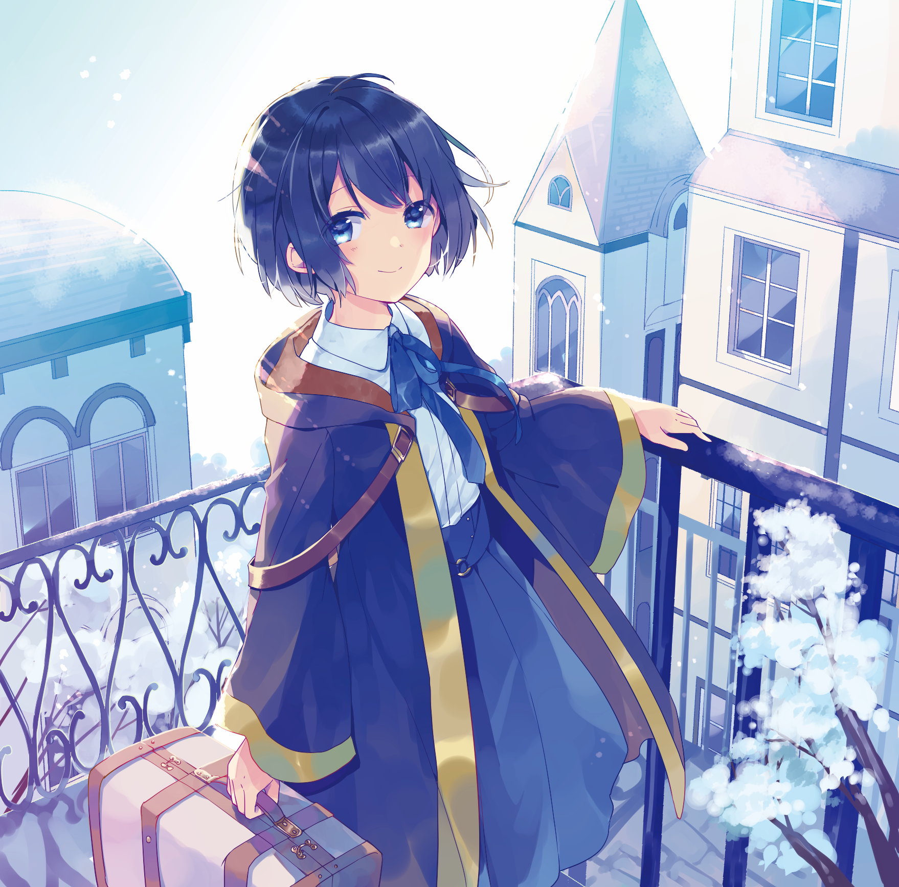 anime girls, students, anime, blue hair, blue eyes, HD Wallpaper