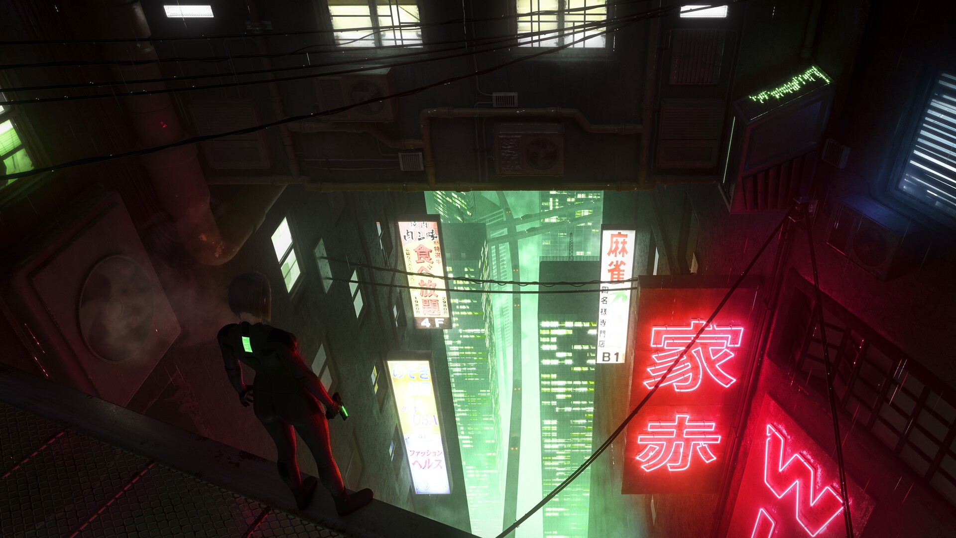 futuristic, futuristic city, neon lights, cyberpunk, digital art, artwork, city, pistol, Chinese, Guilherme Moura, science fiction, high angle, HD Wallpaper