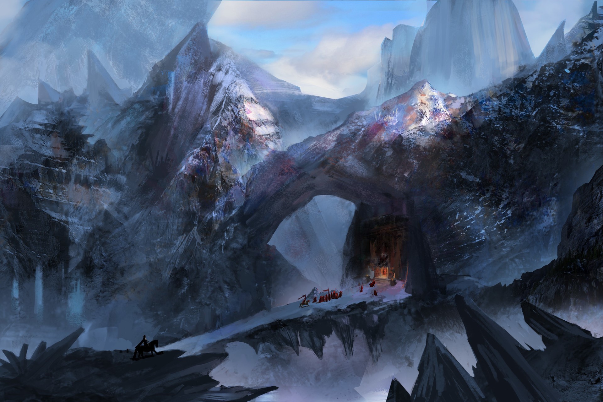mountains, artwork, fantasy art, HD Wallpaper