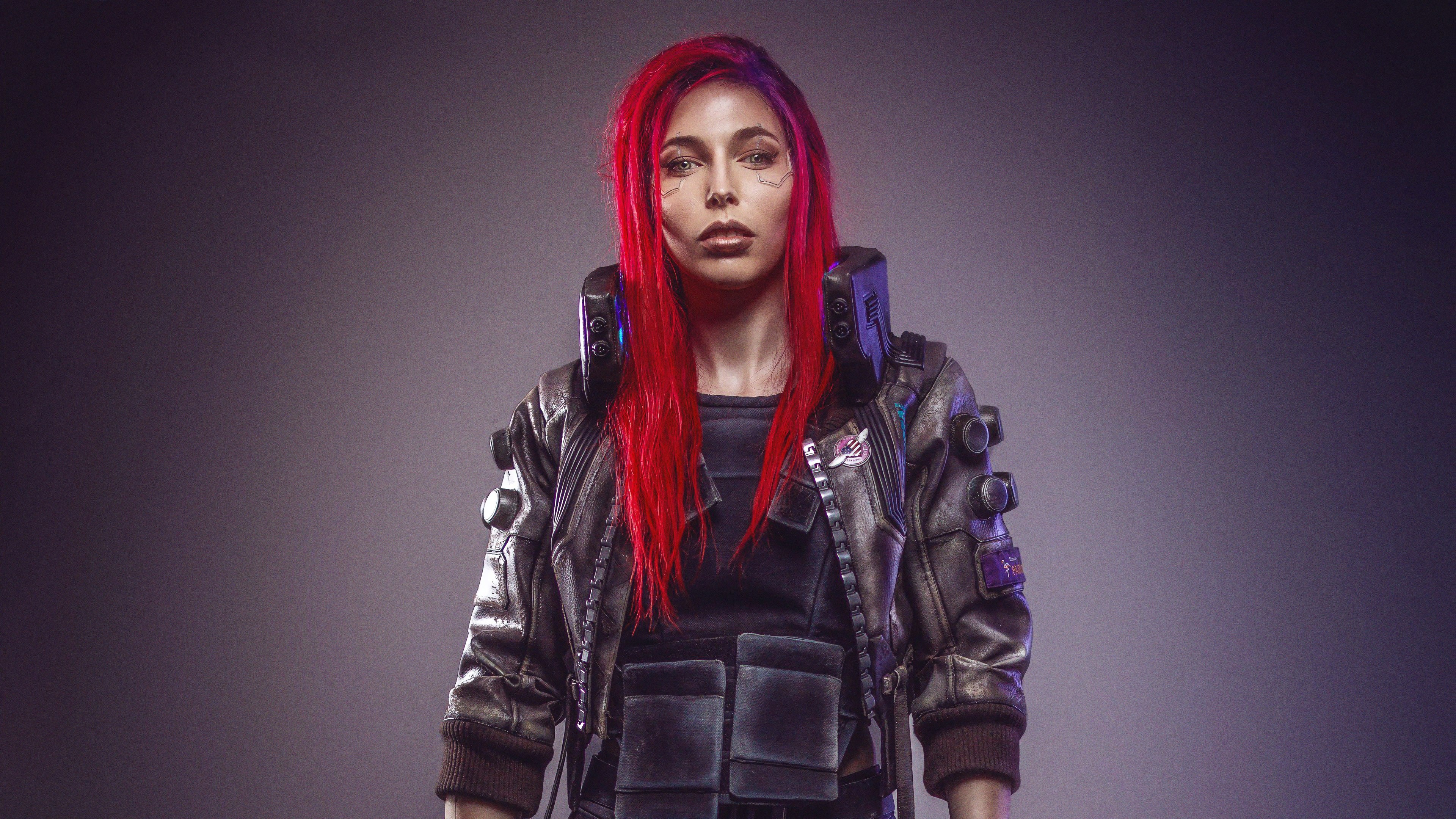 digital art, Cyberpunk 2077, women, redhead, frontal view, cyberpunk, cosplay, HD Wallpaper