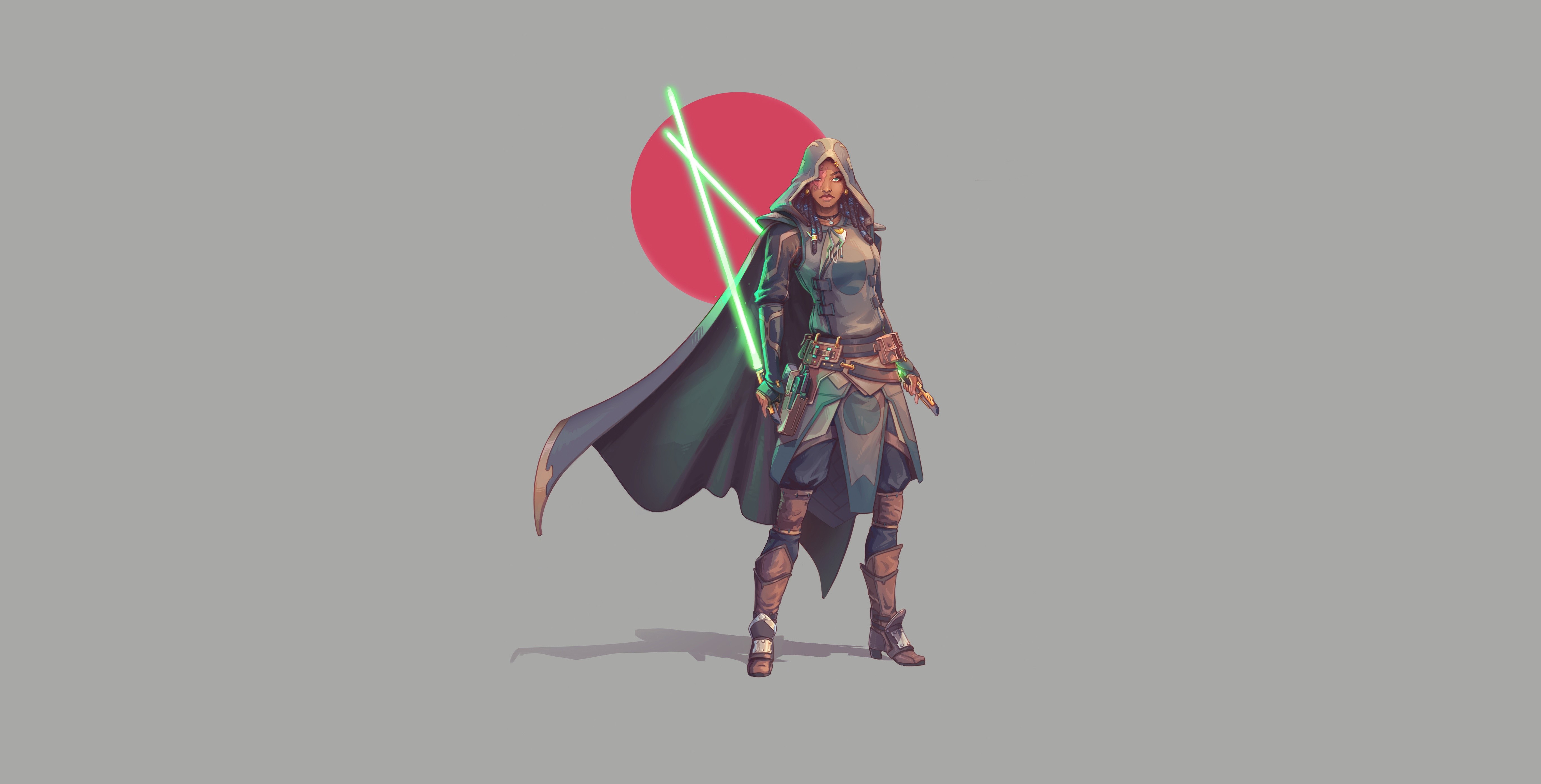 Star Wars, movies, Jedi, women, artwork, digital art, fantasy art, simple background, anime, science fiction, weapon, minimalism, lightsaber, HD Wallpaper