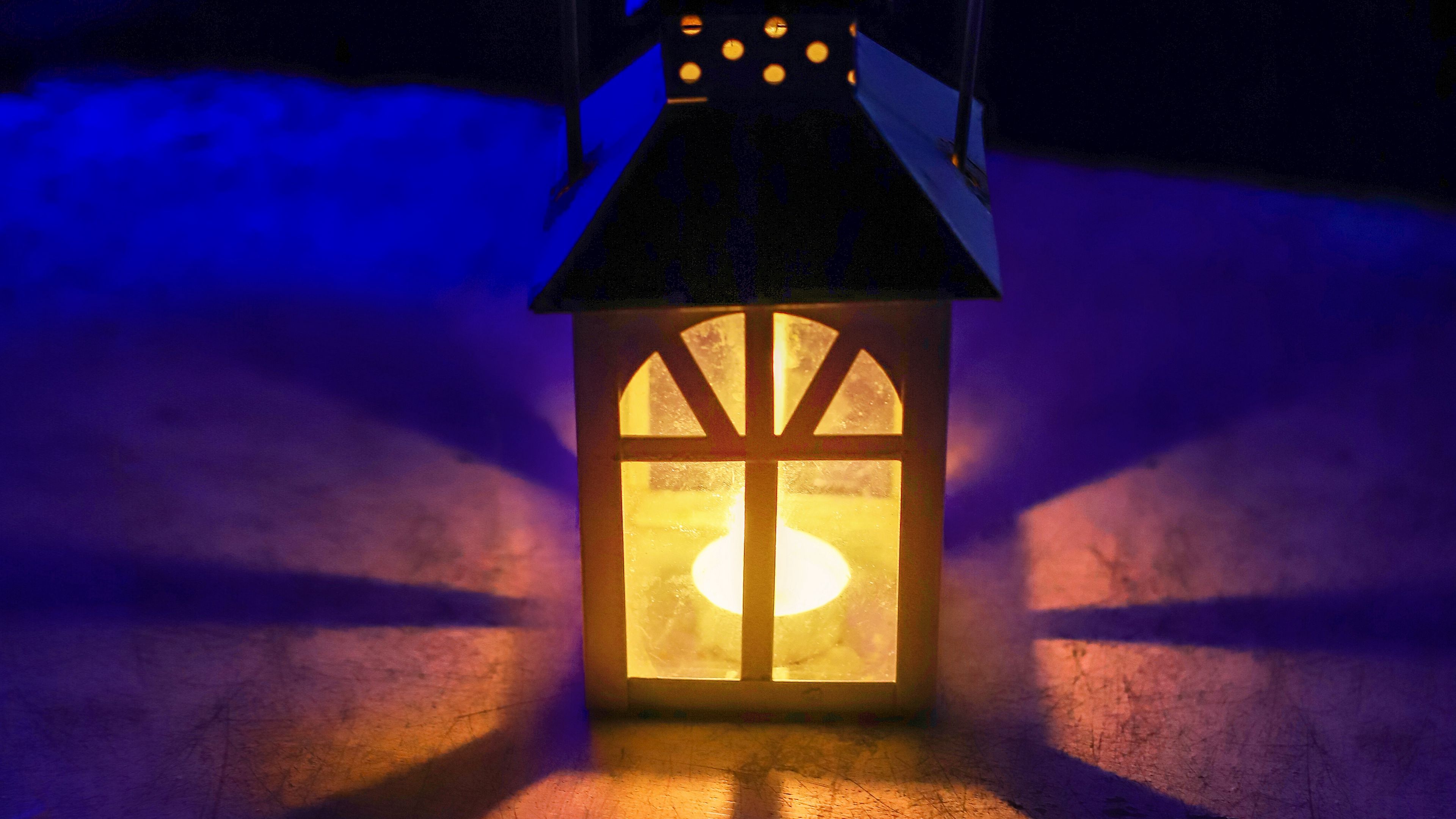 lamp, candle, darkness, lighting, night, 4k, HD Wallpaper