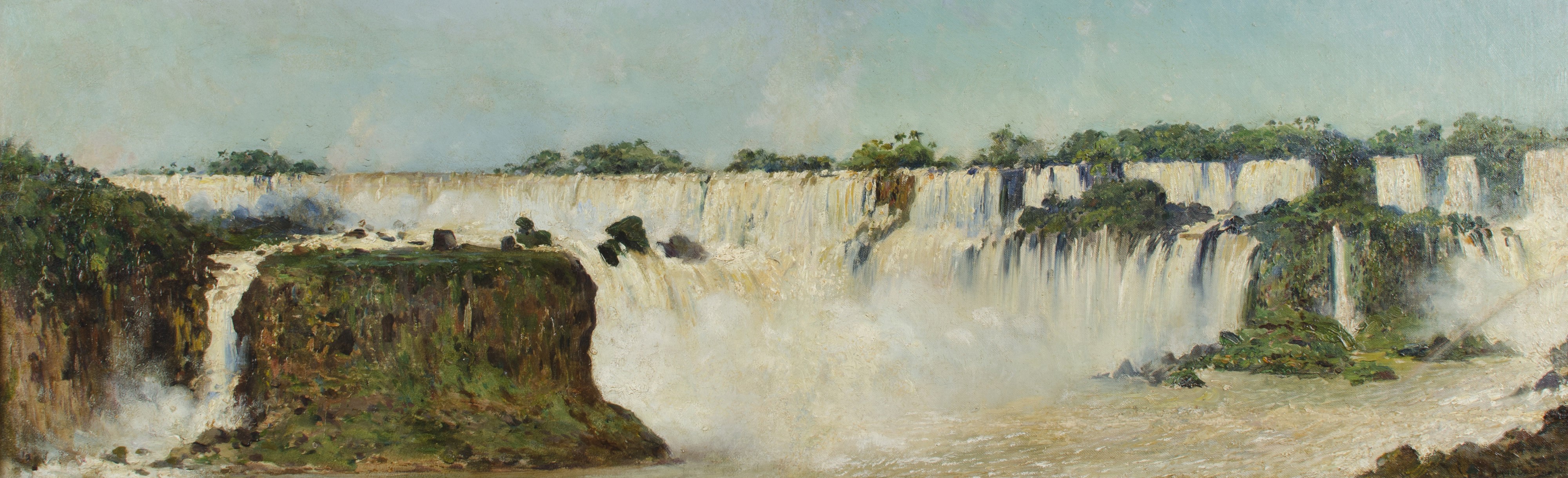 painting, water, waterfall, HD Wallpaper