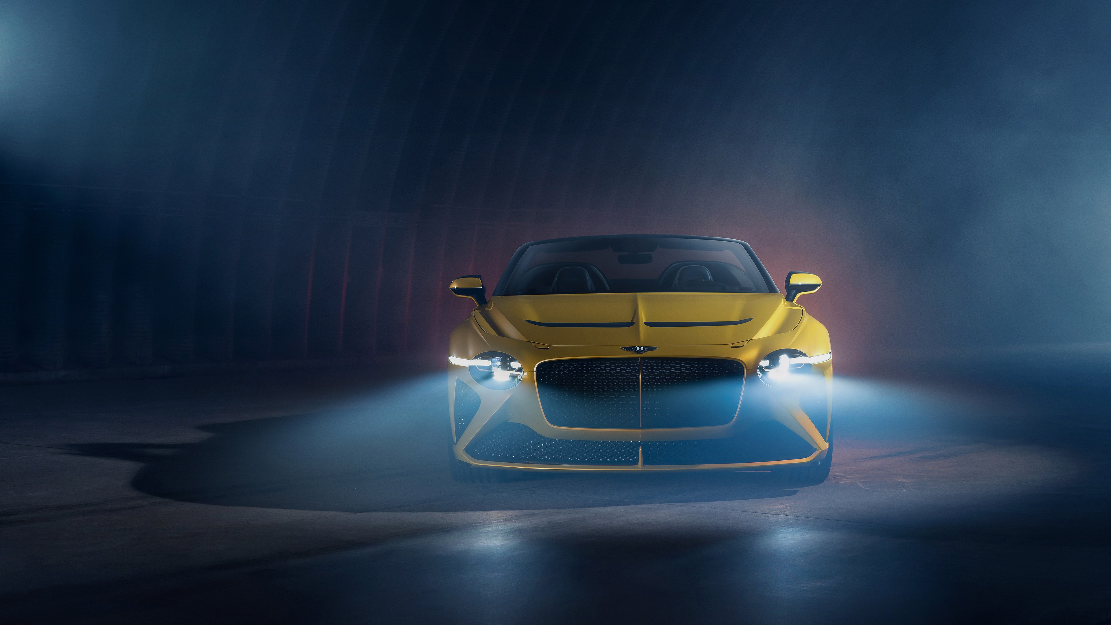 Bentley Mulliner Bacalar, car, vehicle, low light, Convertible, spotlights, frontal view, HD Wallpaper