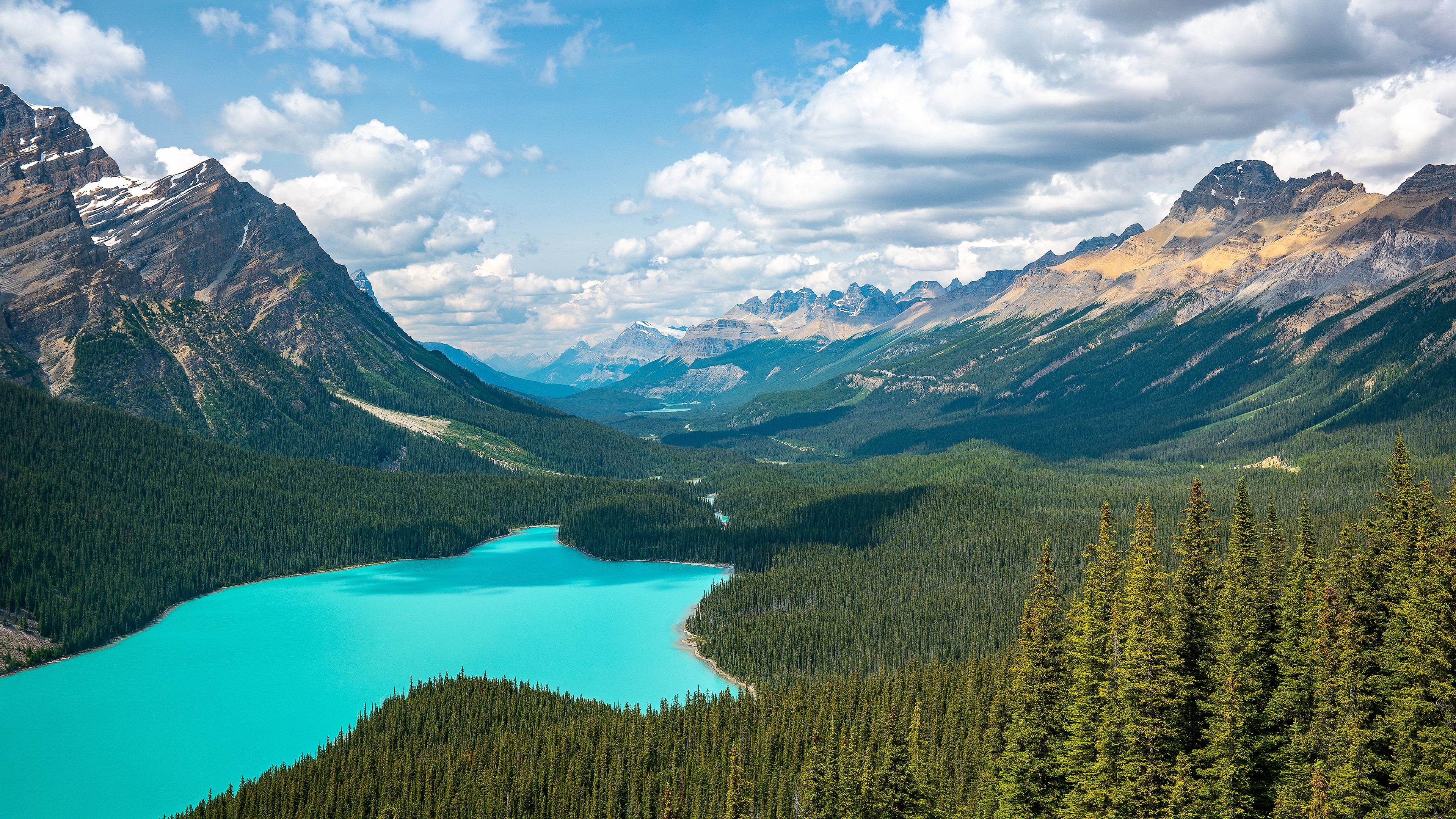 mountains, clouds, water, landscape, trees, lake, forest, HD Wallpaper