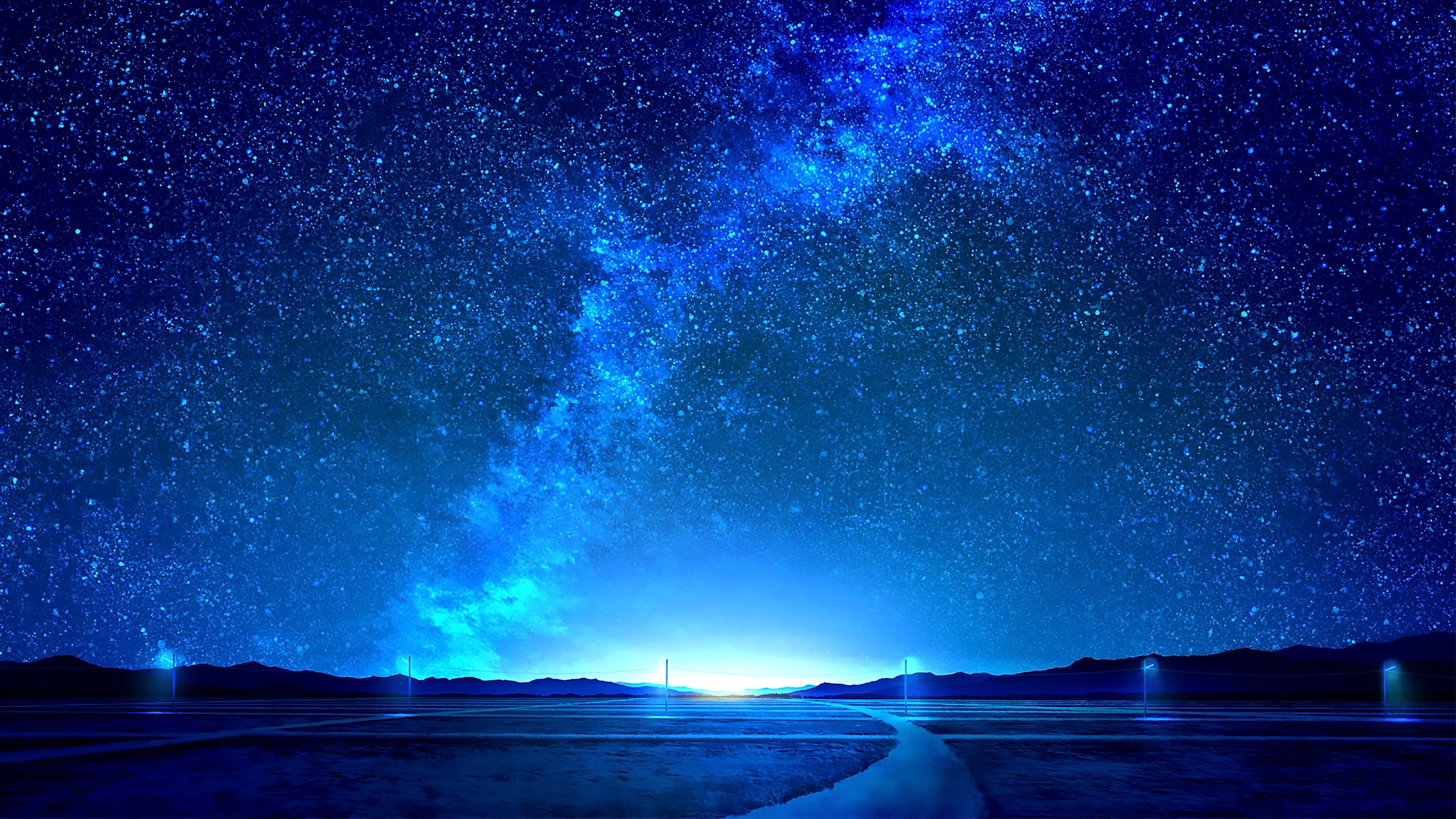 artwork, galaxy, space, bridge, road, night, HD Wallpaper