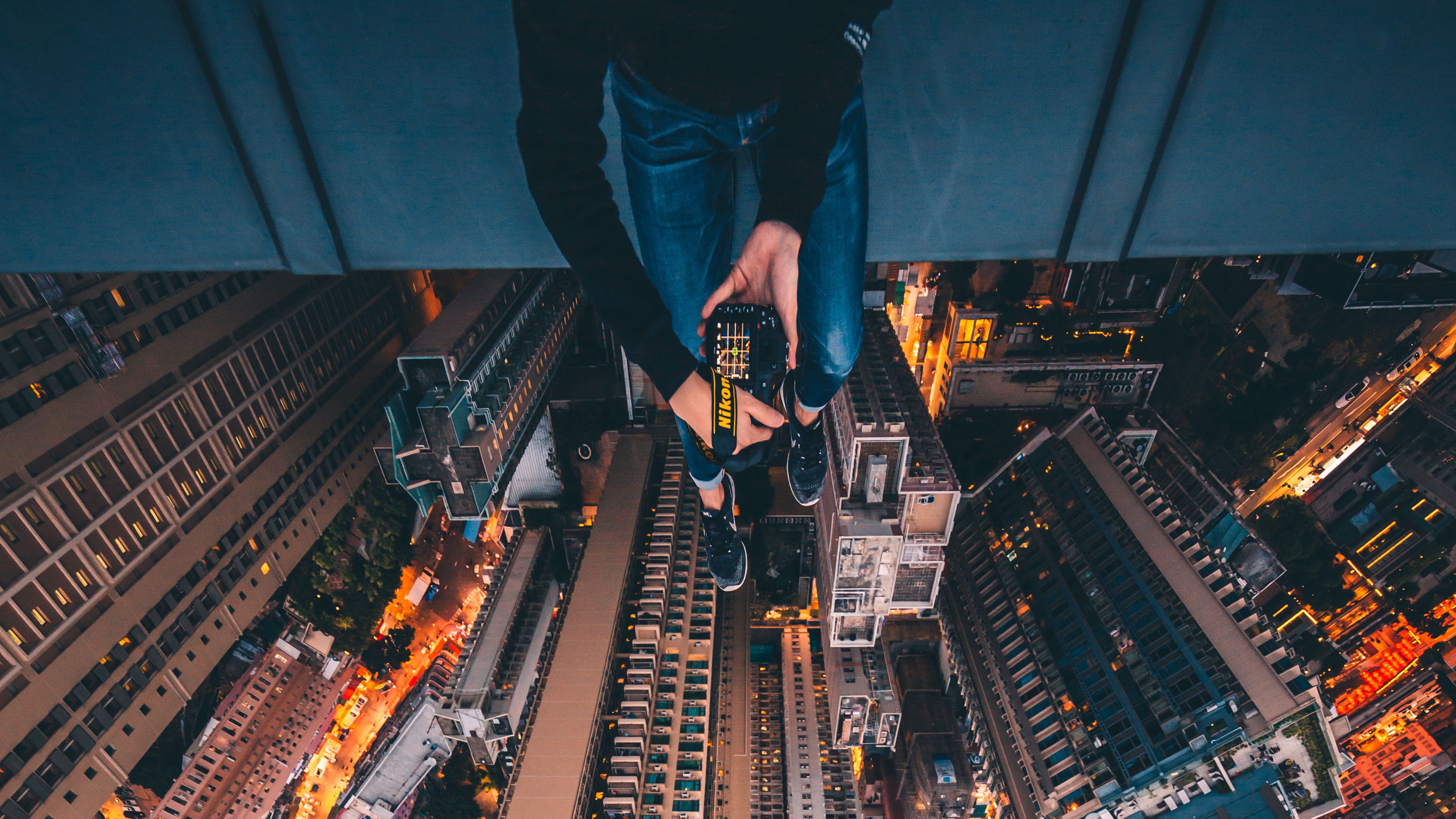 man, city, aerial view, overview, architecture, 4k, HD Wallpaper