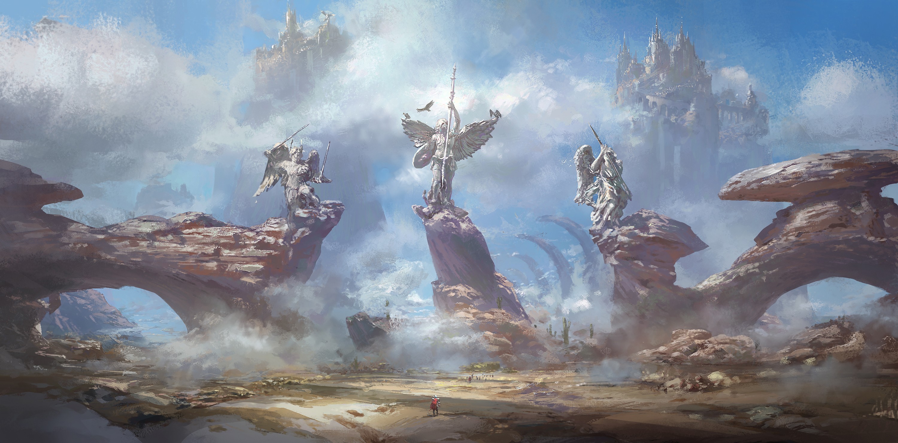 digital art, artwork, fantasy art, statue, HD Wallpaper