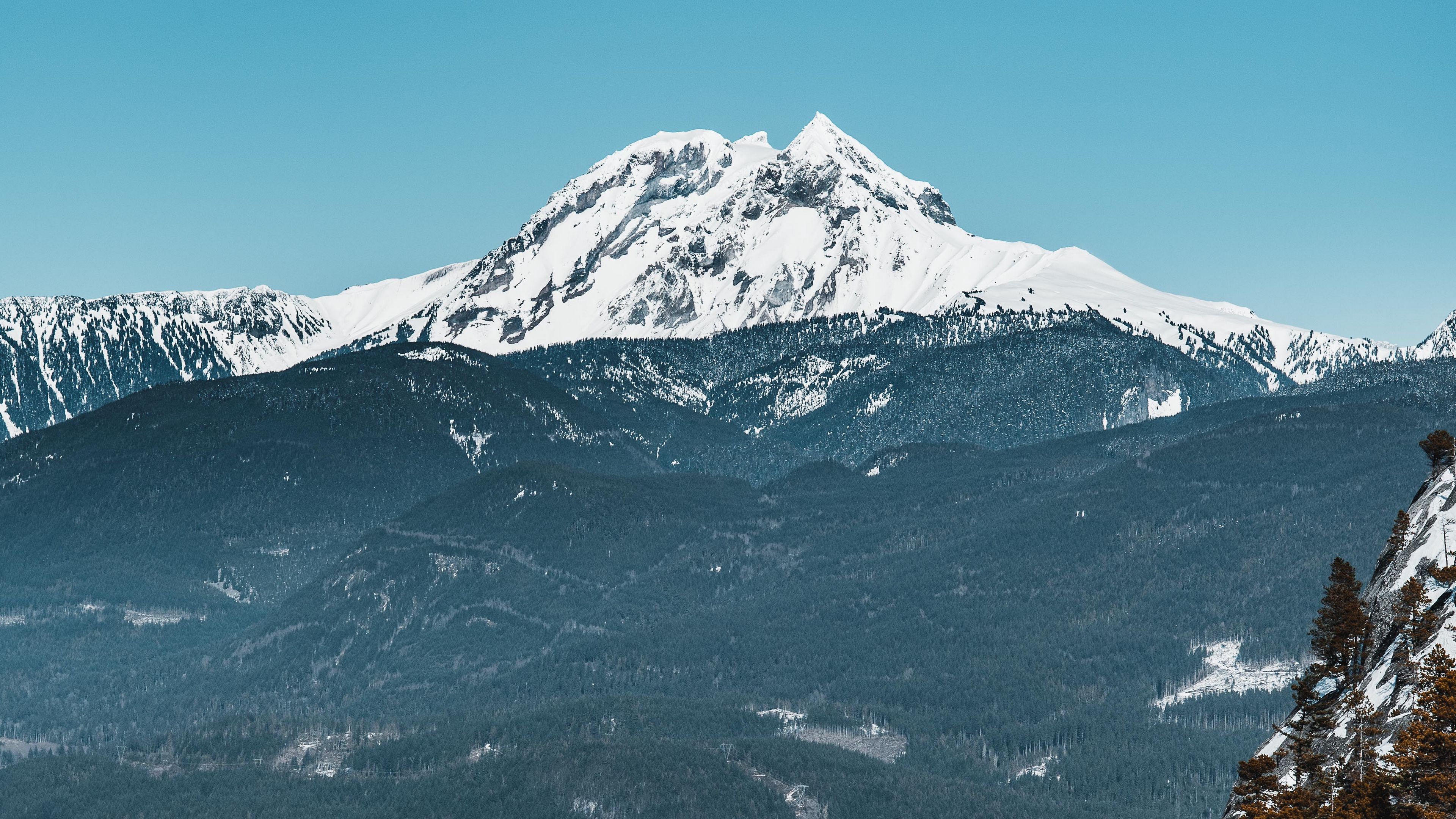 mountains, cliff, snow, snowy, peaks, 4k, HD Wallpaper