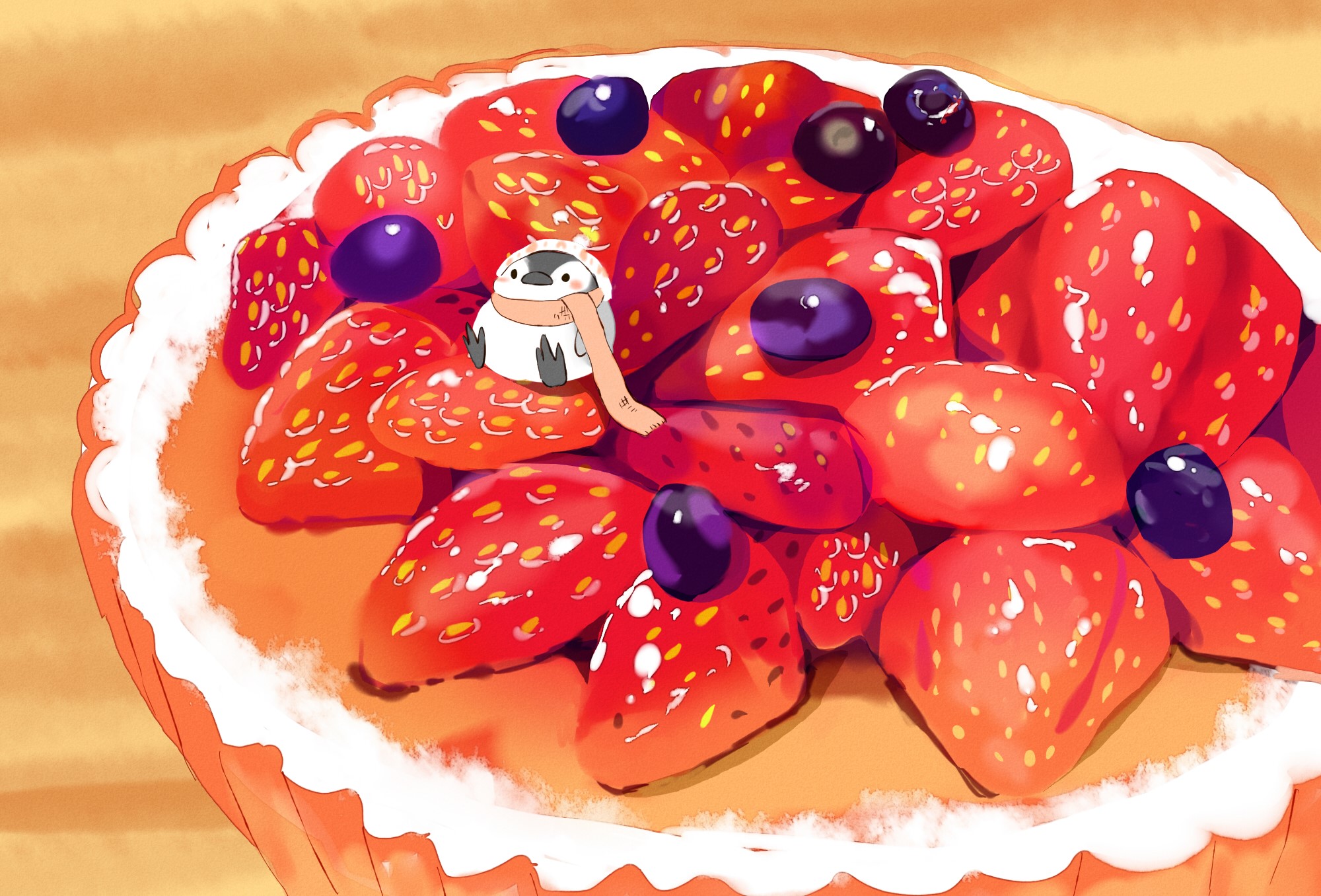 food, Drawingchisanne, strawberries, digital art, HD Wallpaper