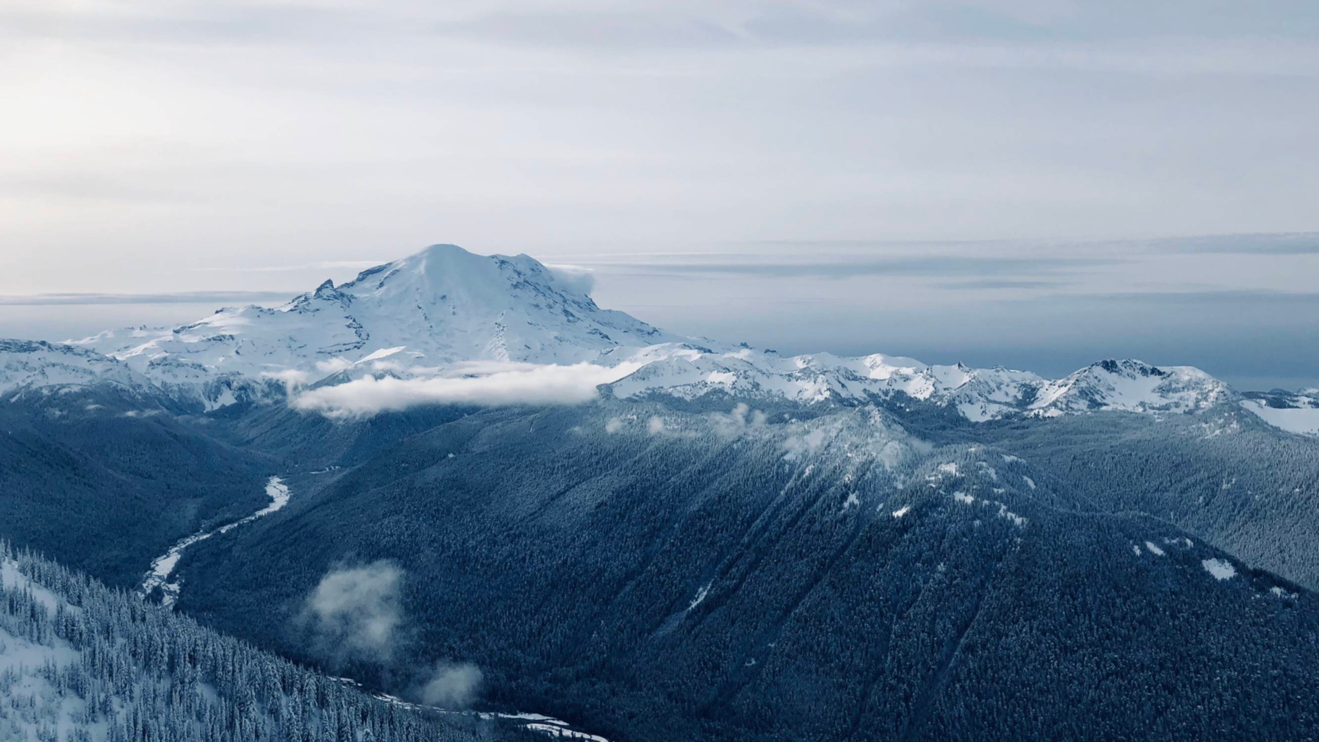 landscape, mountains, snow, nature, aerial view, HD Wallpaper