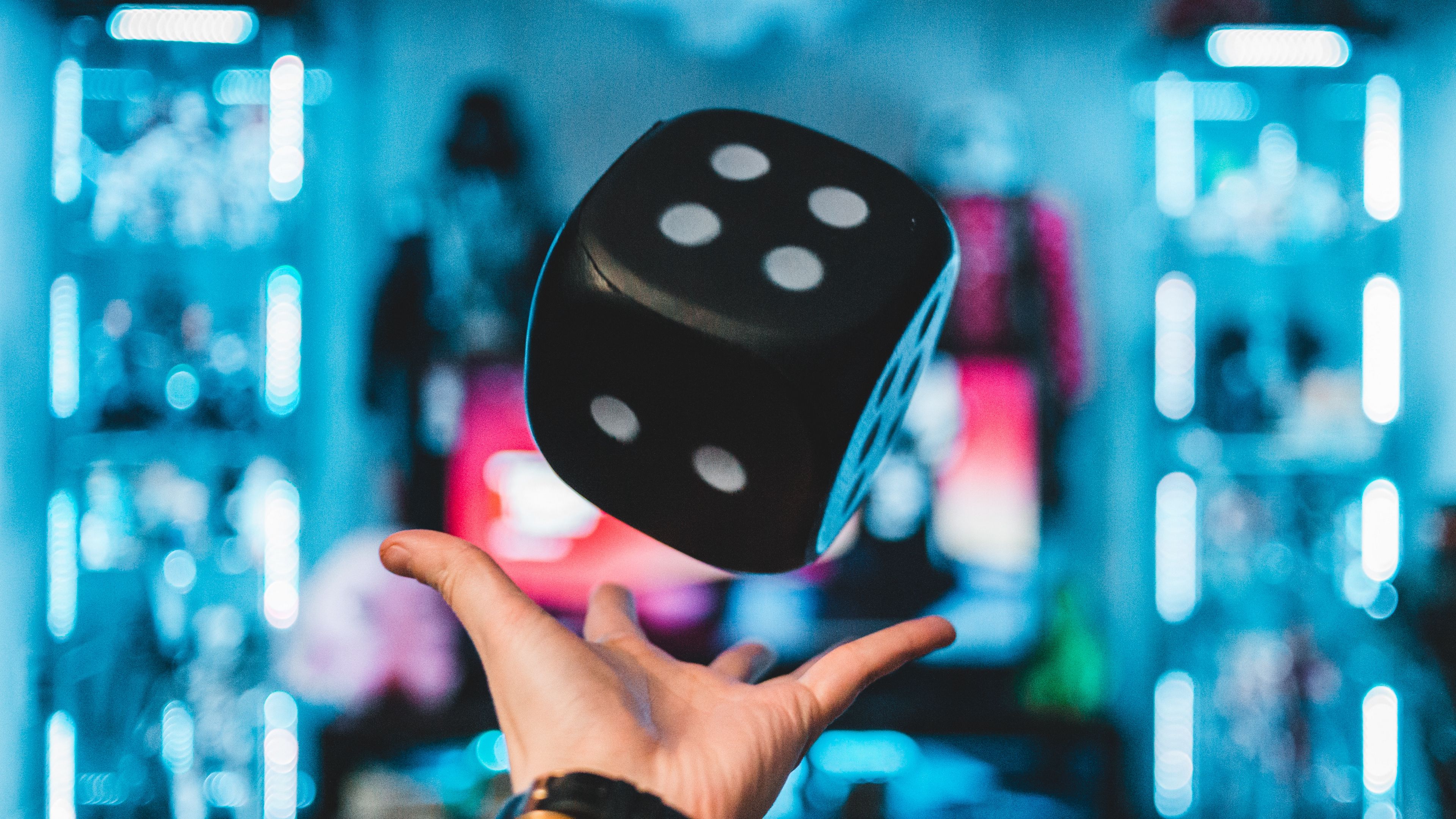 dice, cube, toss, hand, levitate, 4k, HD Wallpaper