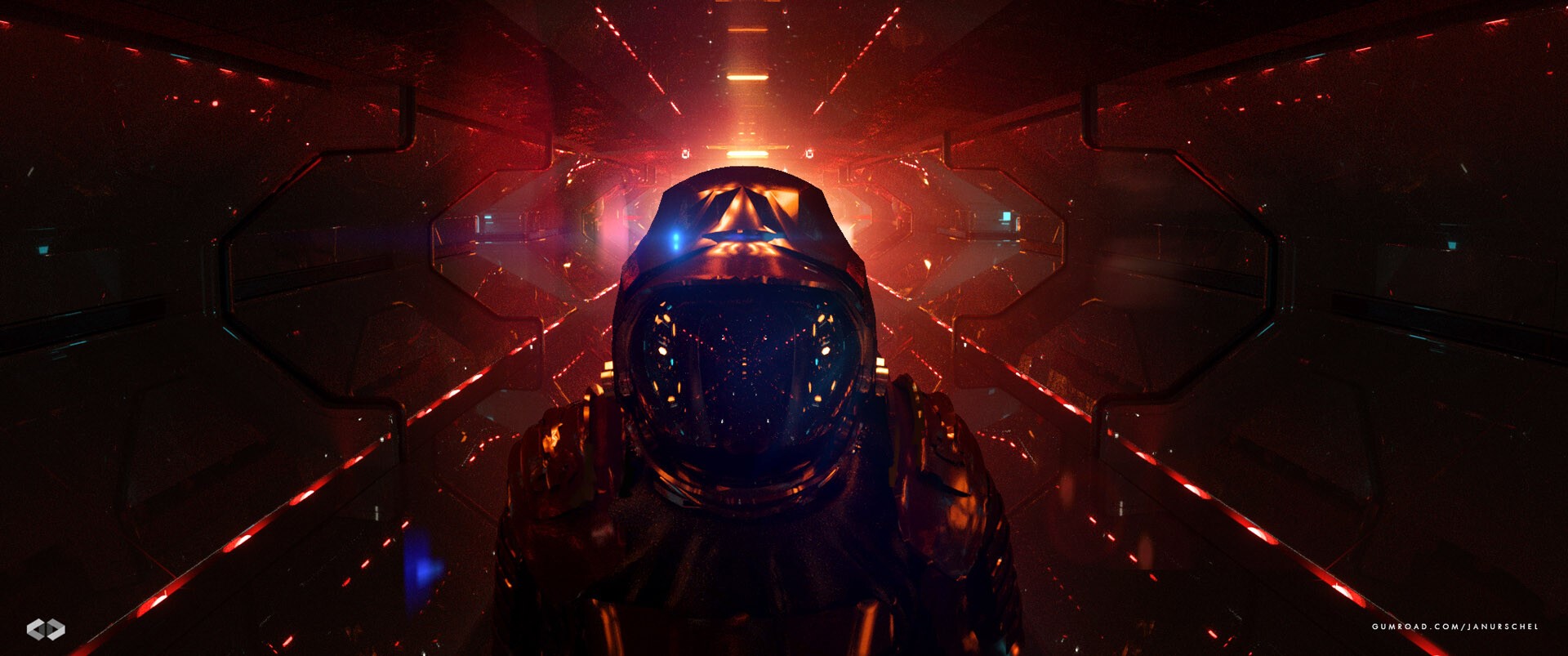futuristic, digital art, science fiction, dark, red, frontal view, HD Wallpaper