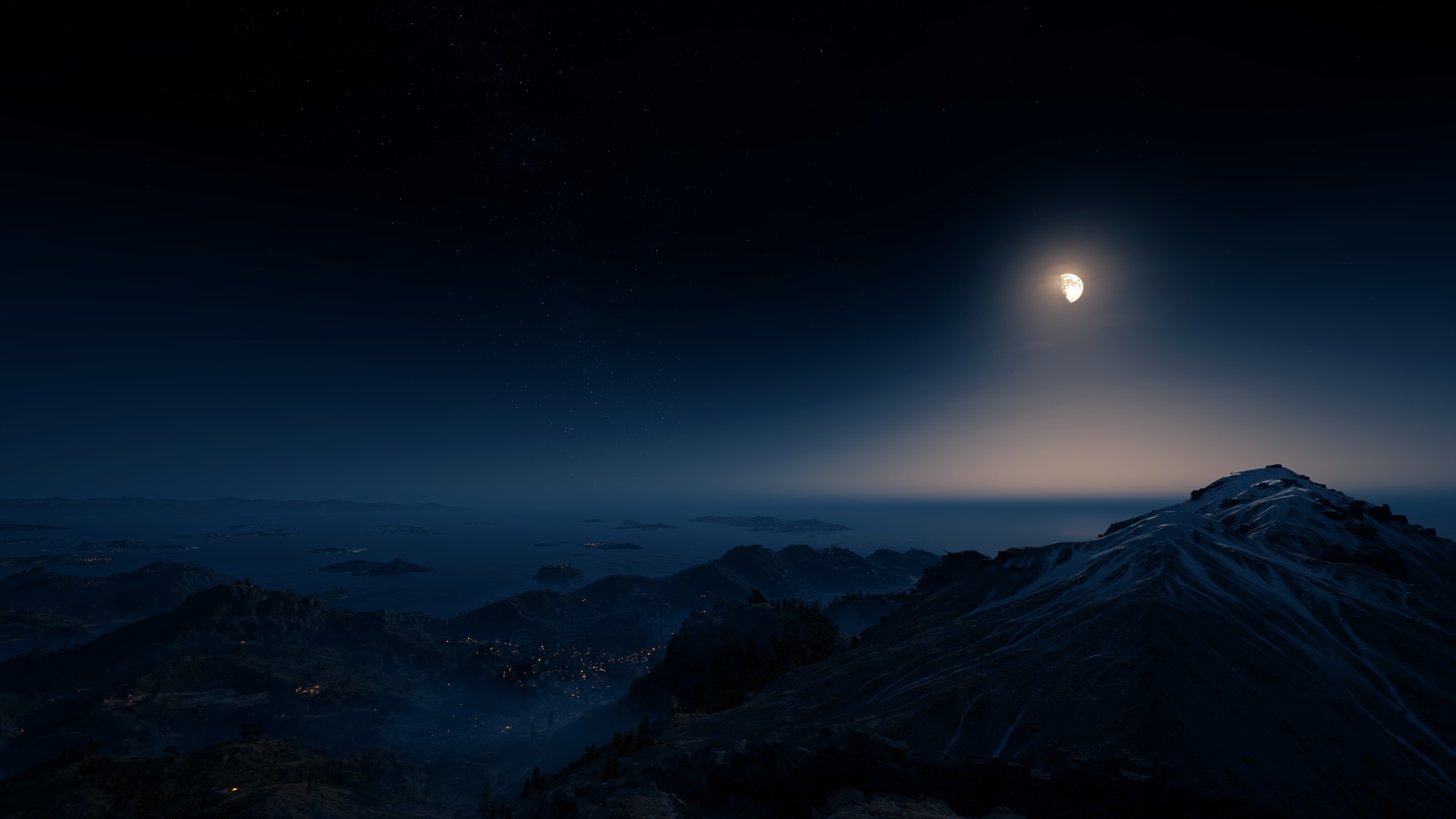 Assassins Creed: Odyssey, screen shot, Video Game Landscape, night, HD Wallpaper