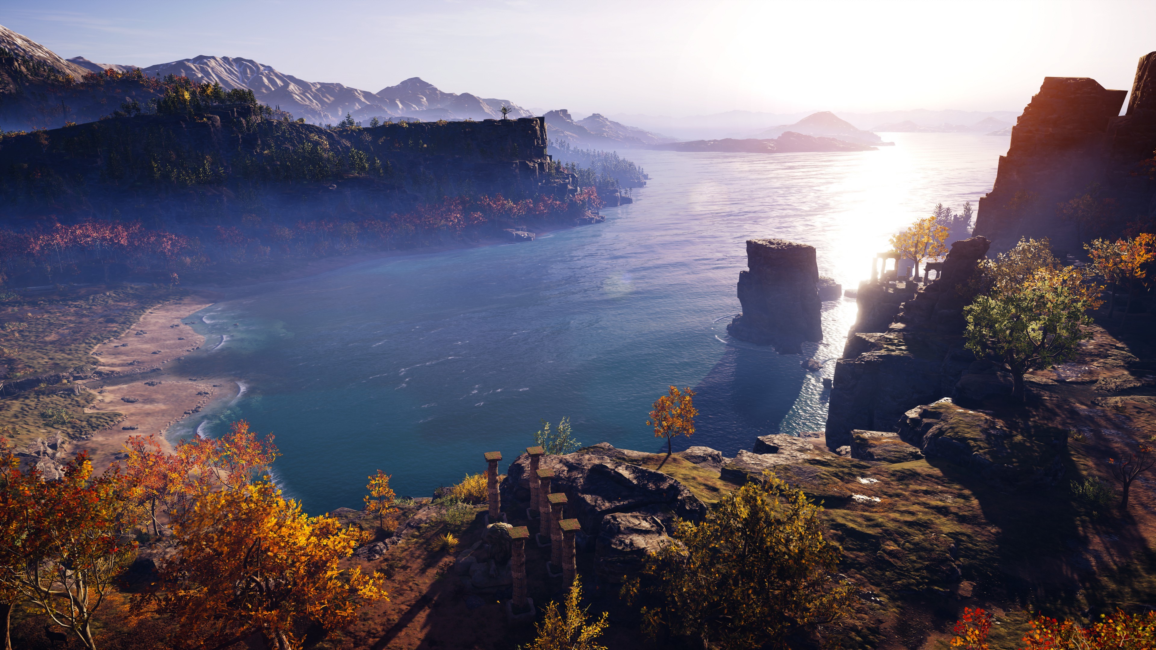 Assassins Creed: Odyssey, screen shot, Video Game Landscape, sunset, HD Wallpaper