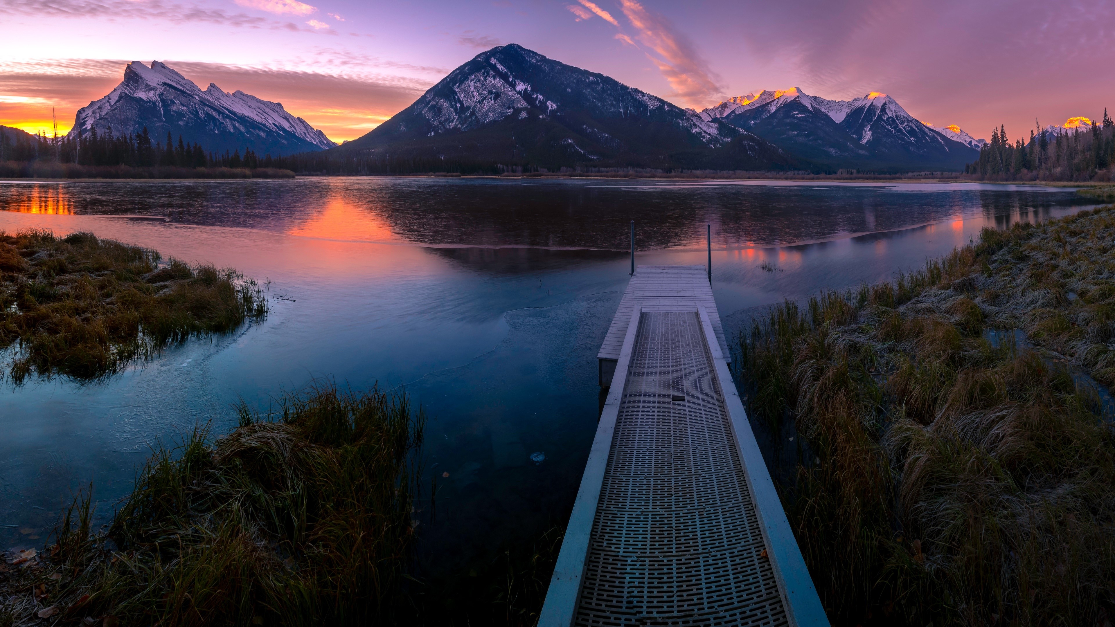 landscape, lake, sky, water, mountains, trees, HD Wallpaper