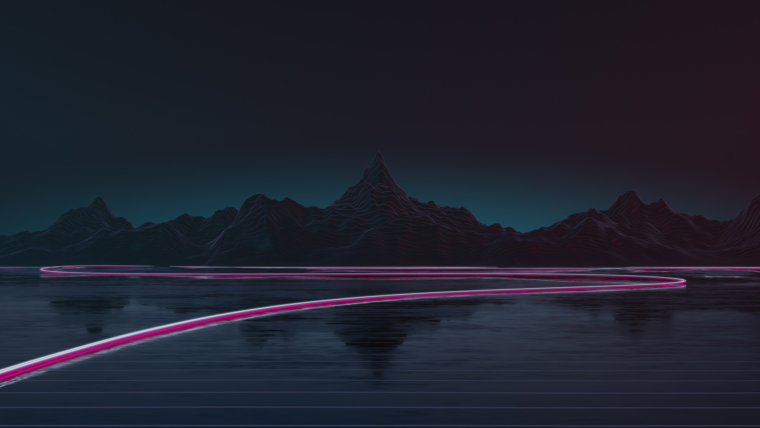 synthwave, Retrowave, dark, digital art, HD Wallpaper