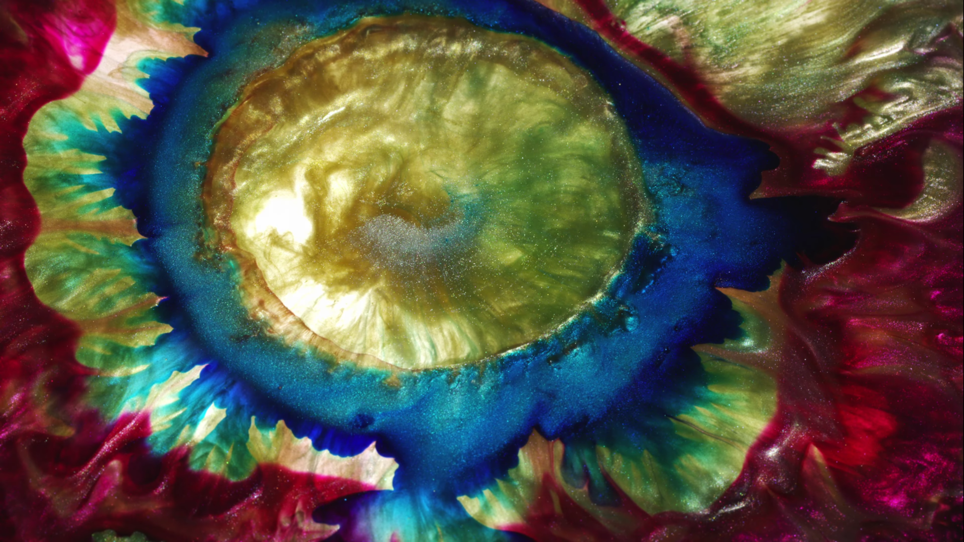 abstract, Color Burst, liquid, gold, red, HD Wallpaper