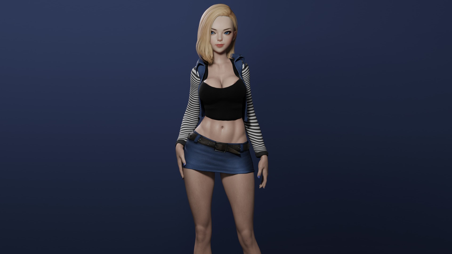 mavixtious, Dragon Ball Z, anime, anime girls, Android 18, 3D, CGI, blonde, HD Wallpaper