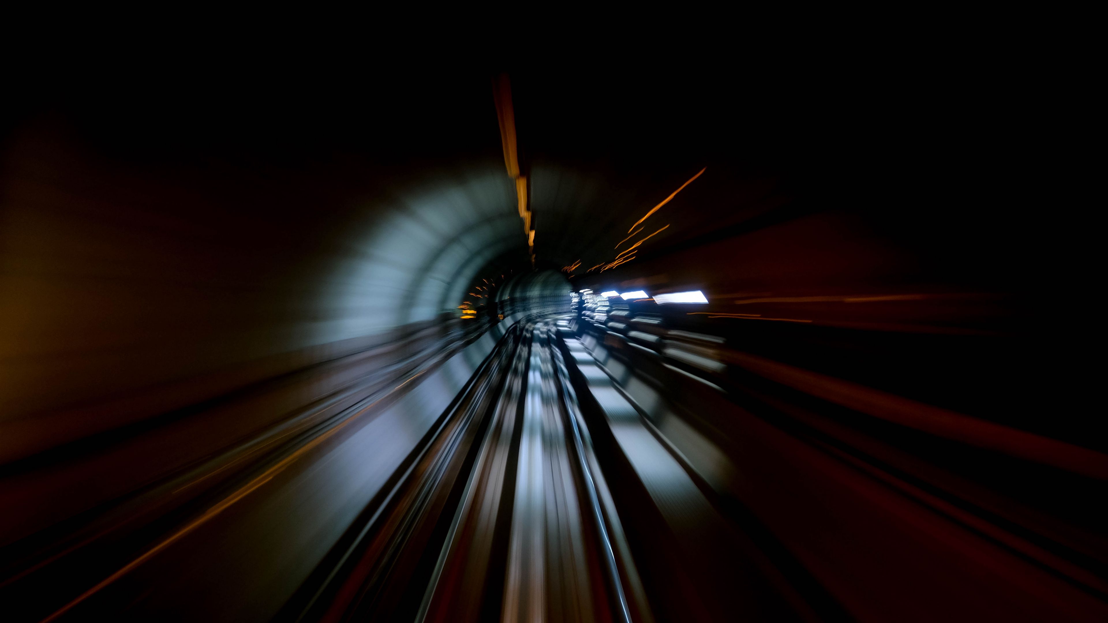 tunnel, motion, speed, dark, darkness, 4k, HD Wallpaper