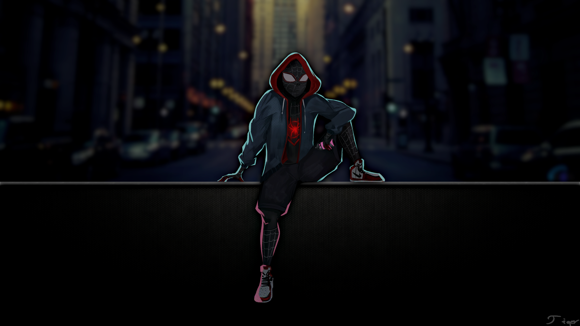red, city, Spider-Man, Spider-Man: Into the Spider-Verse, Miles Morales, comic art, HD Wallpaper