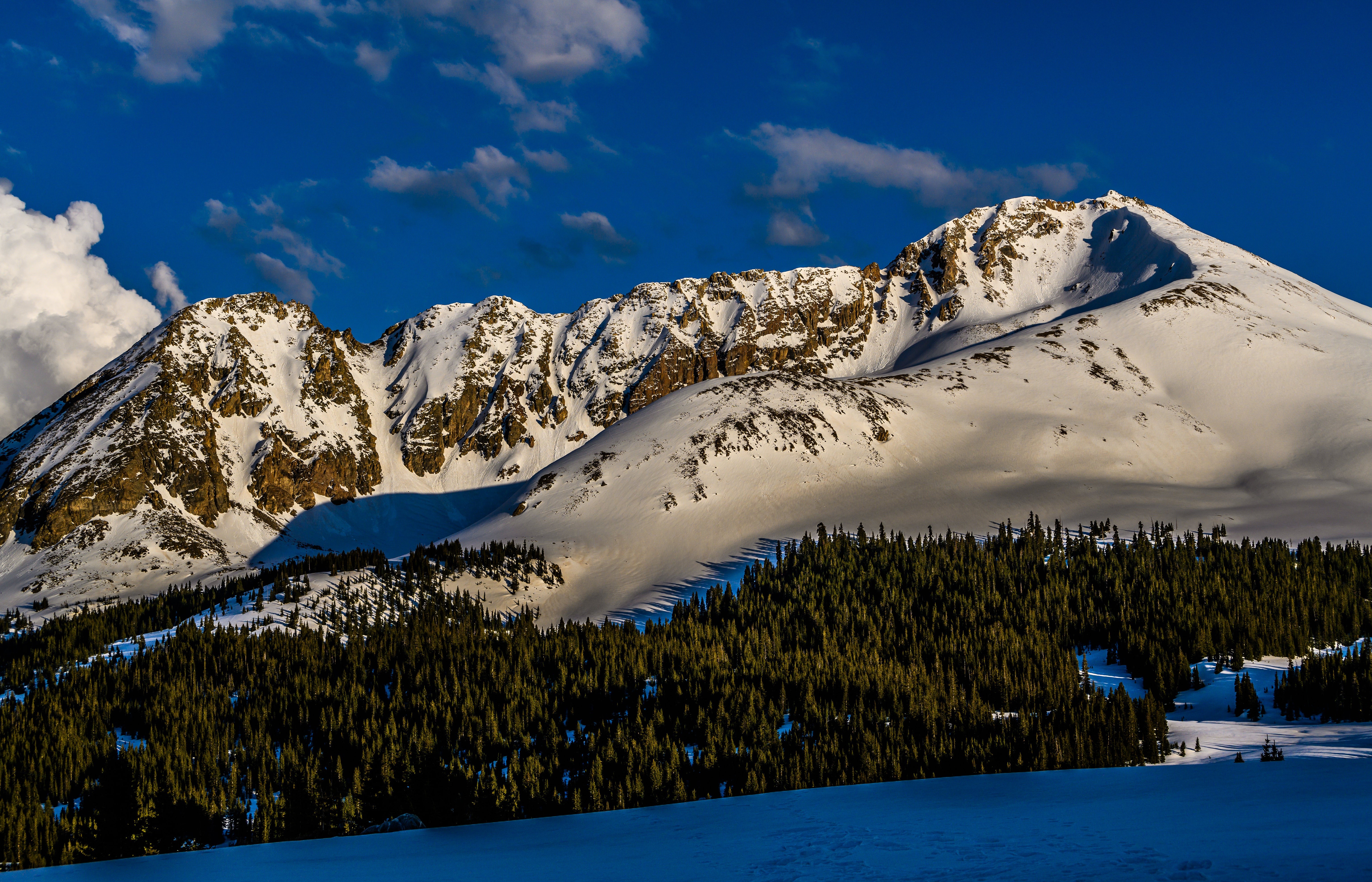 landscape, mountains, sky, snow, nature, snowy mountain, winter, HD Wallpaper