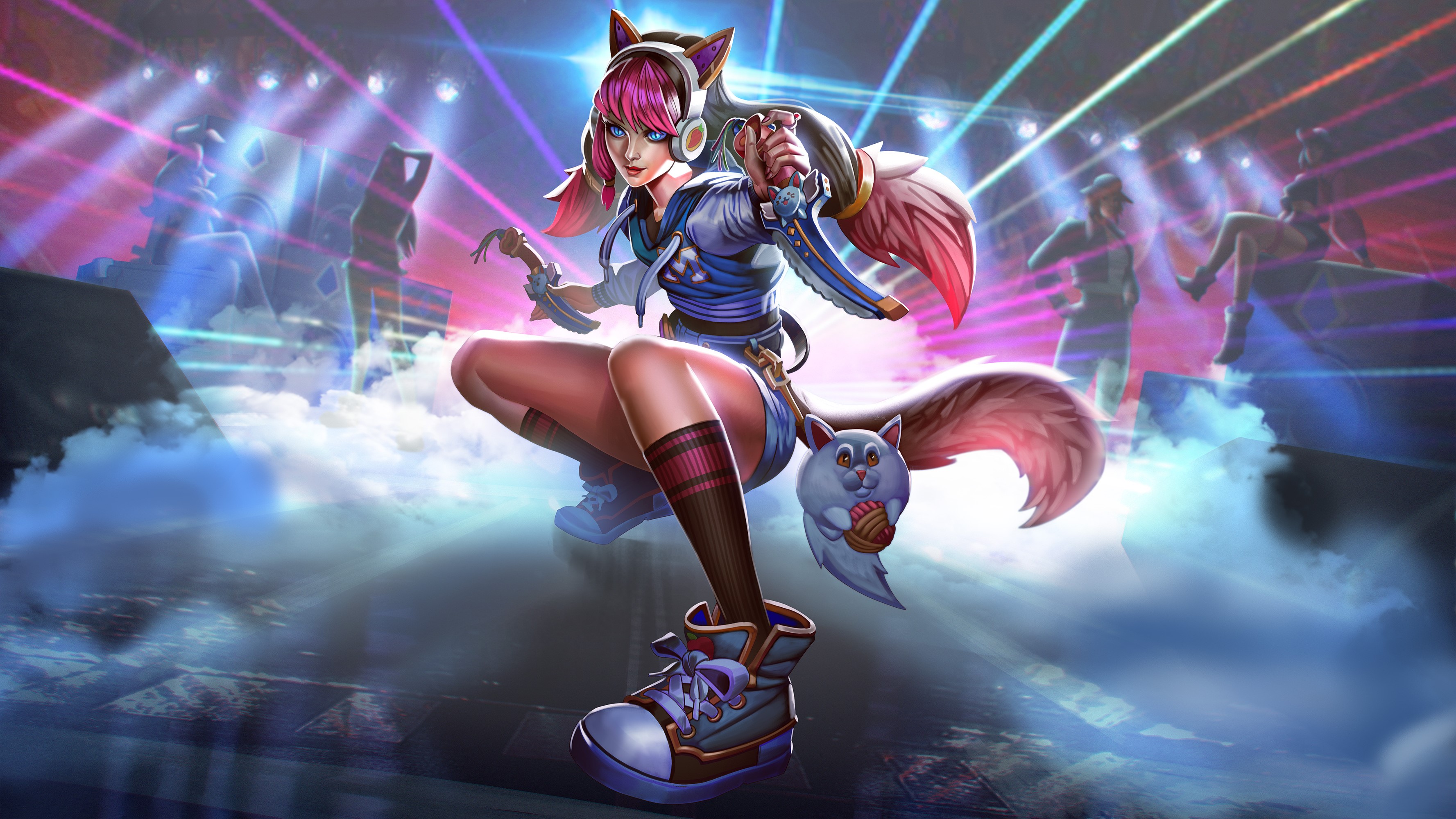 Paladins: Champions of the Realm, video games, video game art, digital art, video game girls, Maeve (Paladins), knife, disco, tail, HD Wallpaper