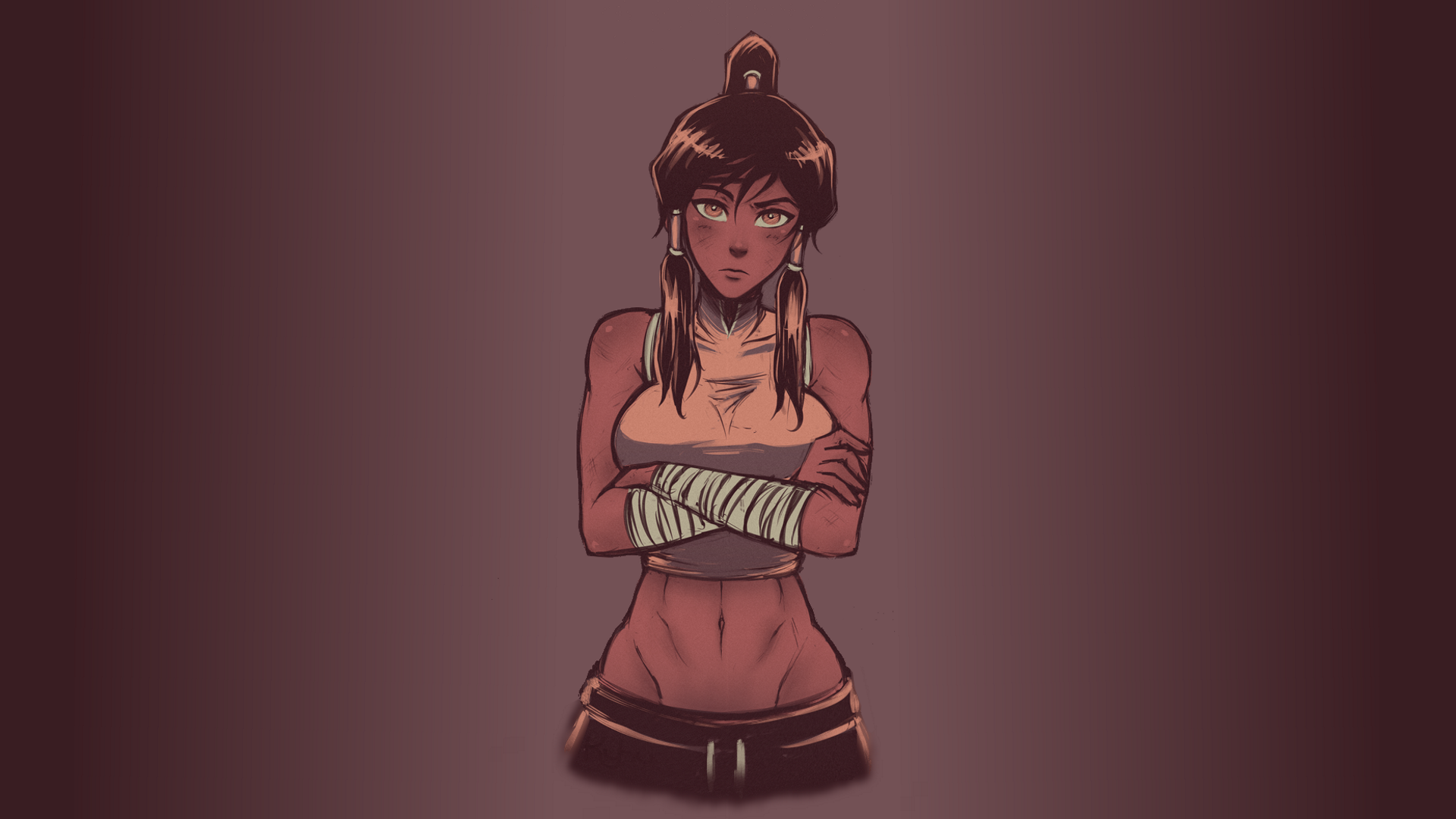 Korra, The Legend of Korra, bare midriff, simple background, HD Wallpaper