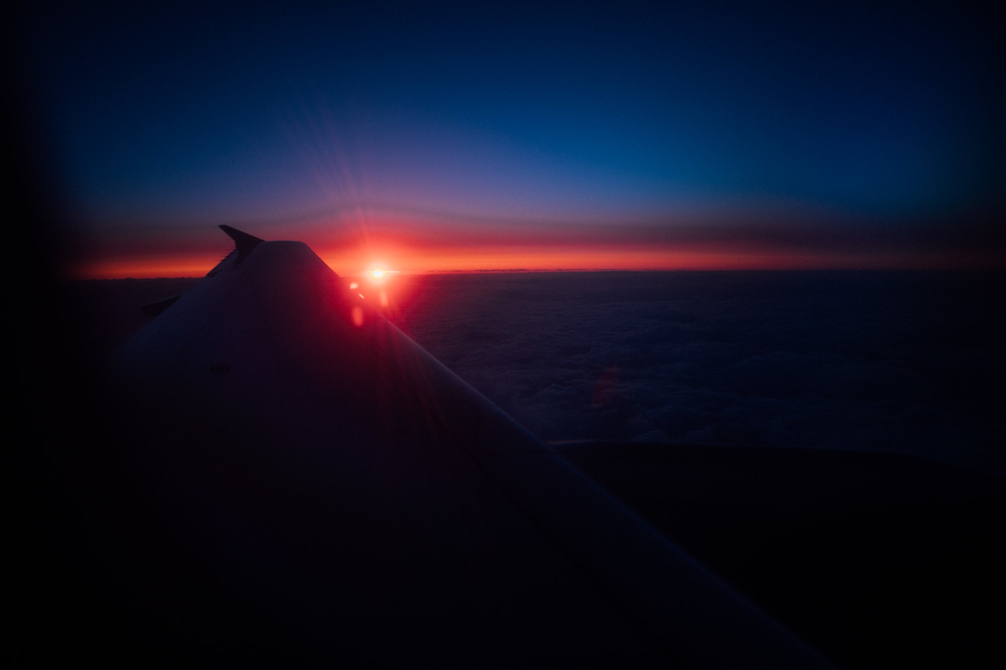 clouds, sunset, horizon, airplane wing, airplane, HD Wallpaper